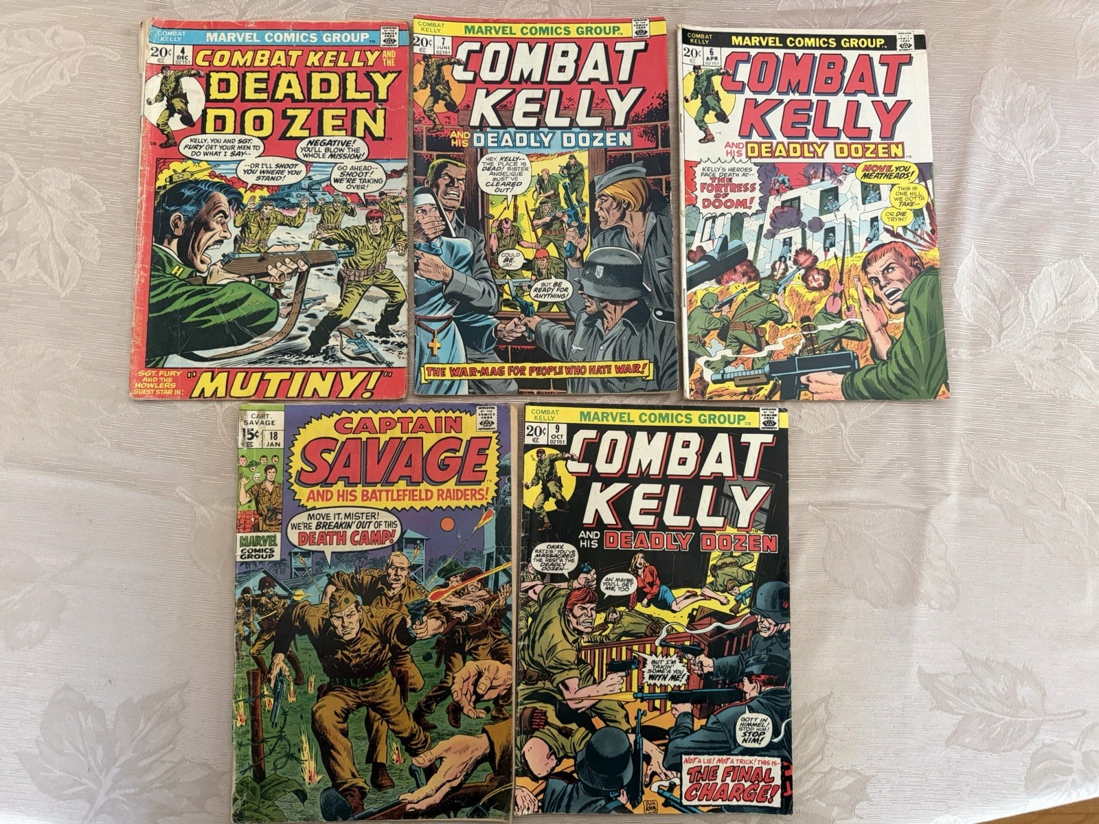 Marvel War Comics Lot 5 Combat Kelly Deadly Dozen Captain Savage Bronze Age