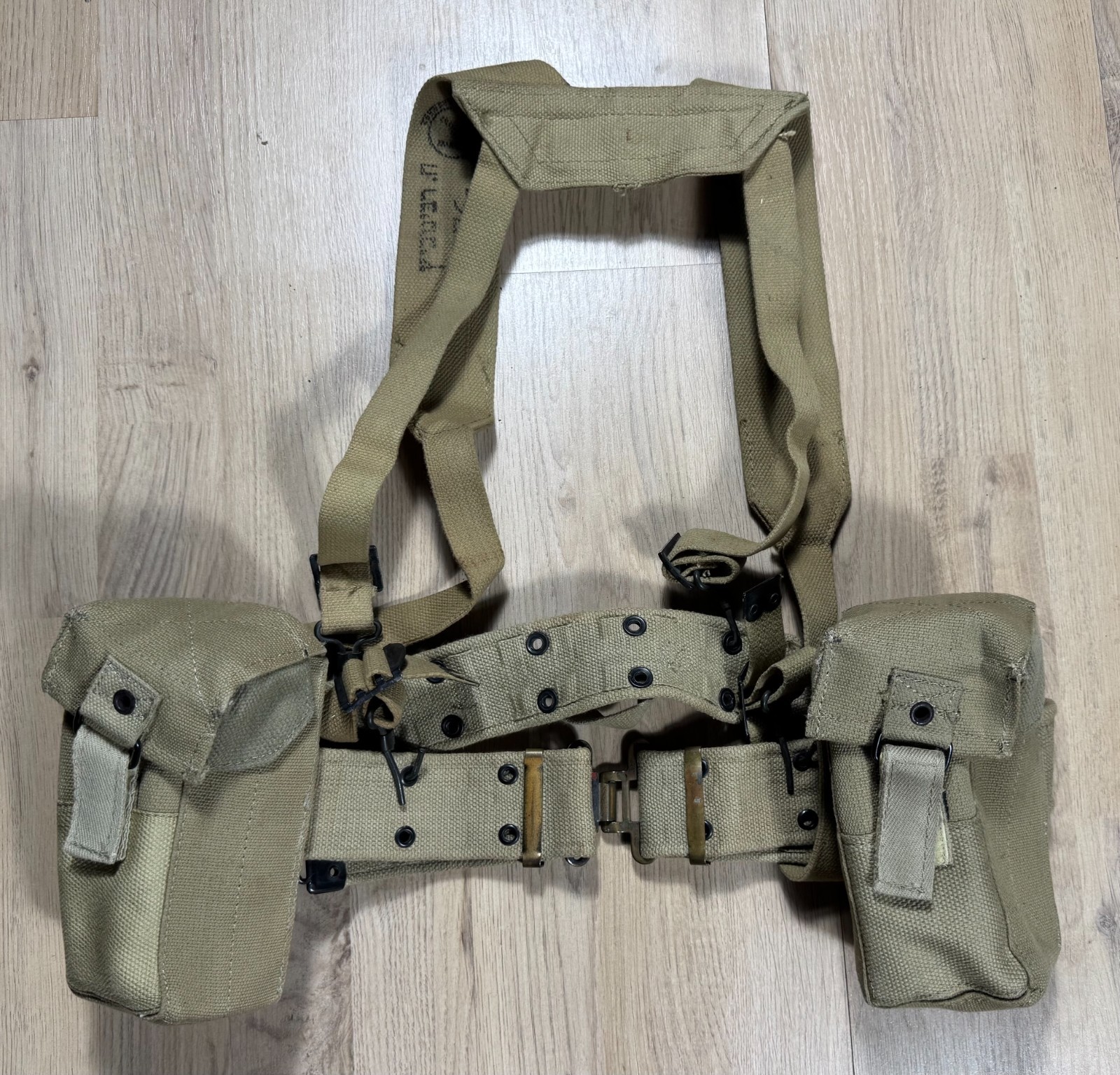 Israeli Army IDF Zahal Suspenders w/ Web Pistol Belt & Ammo Pouches 1976 1982