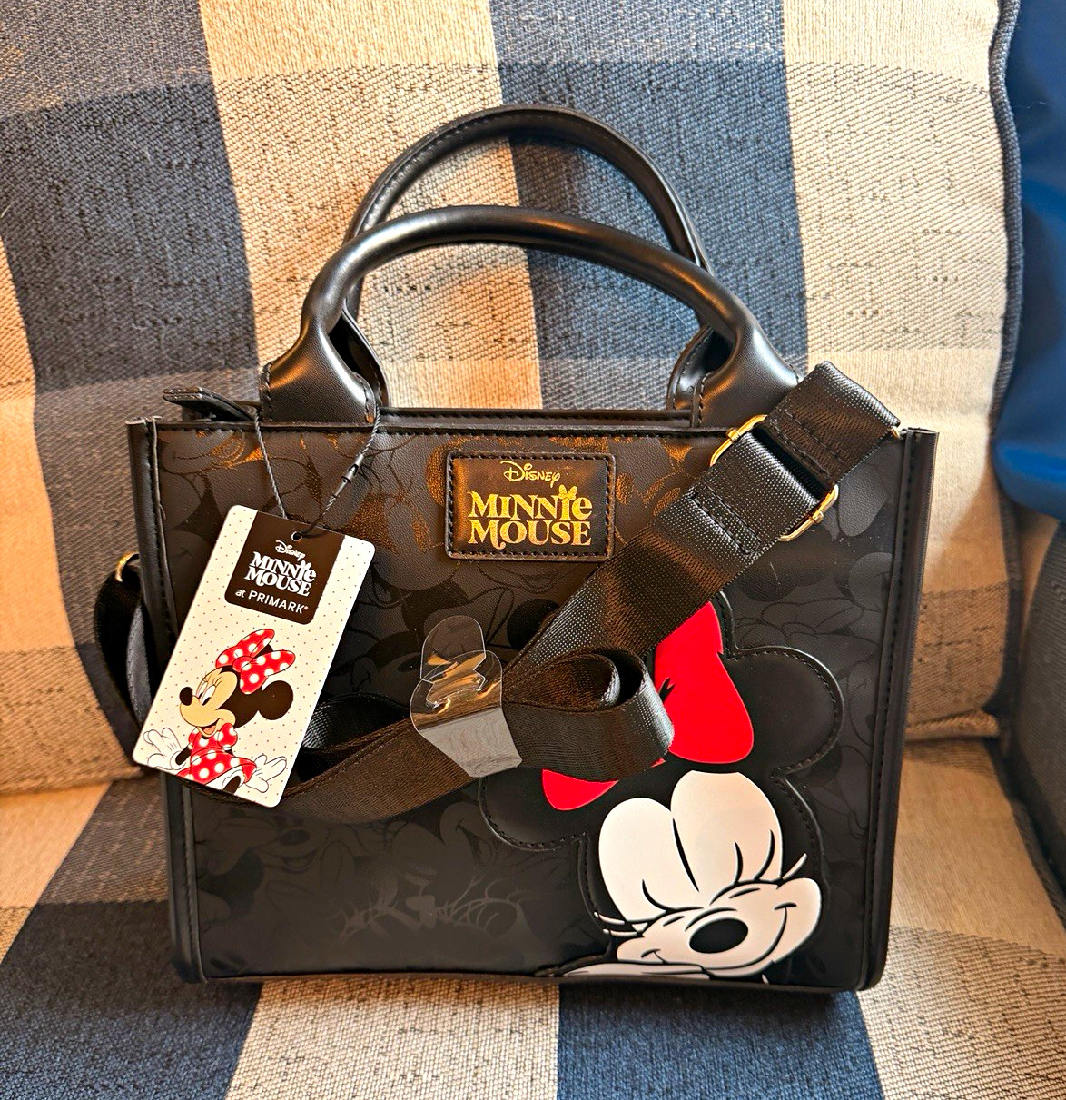 Primark Disney Minnie Mouse Black Small Mini Crossbody Tote Bag with Bow