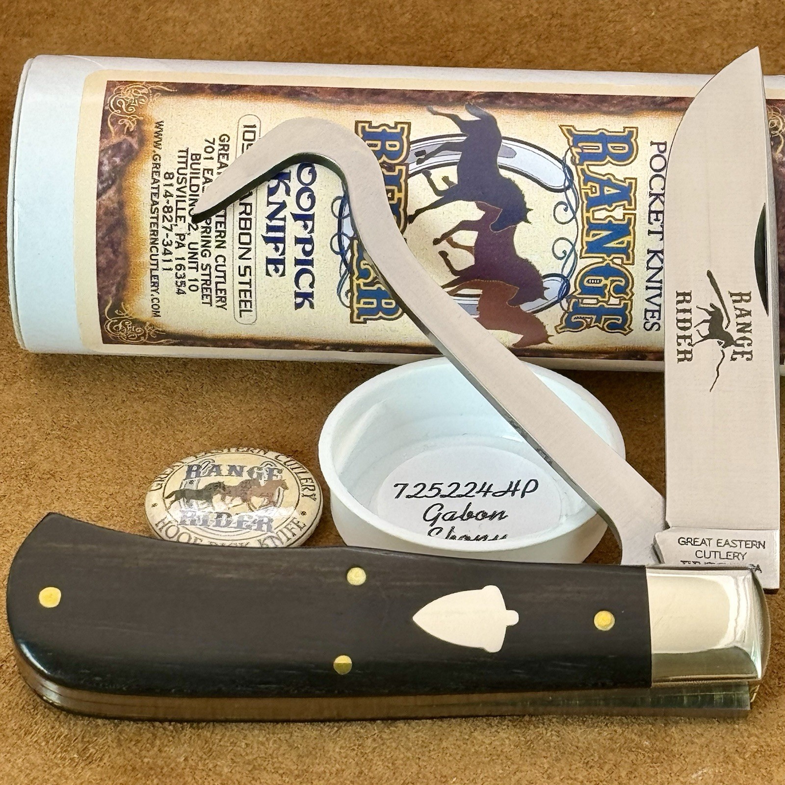 ✨Great Eastern Cutlery GEC 72 Gabon Ebony Range Rider Hoofpick Knife 725224HP