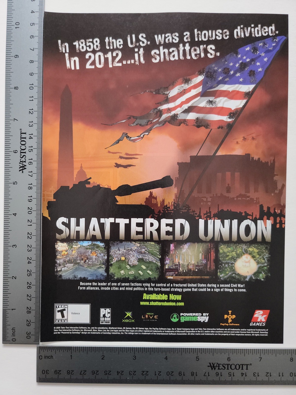 Shattered Union Advertisement Original Print Ad / Poster Game Gift Art