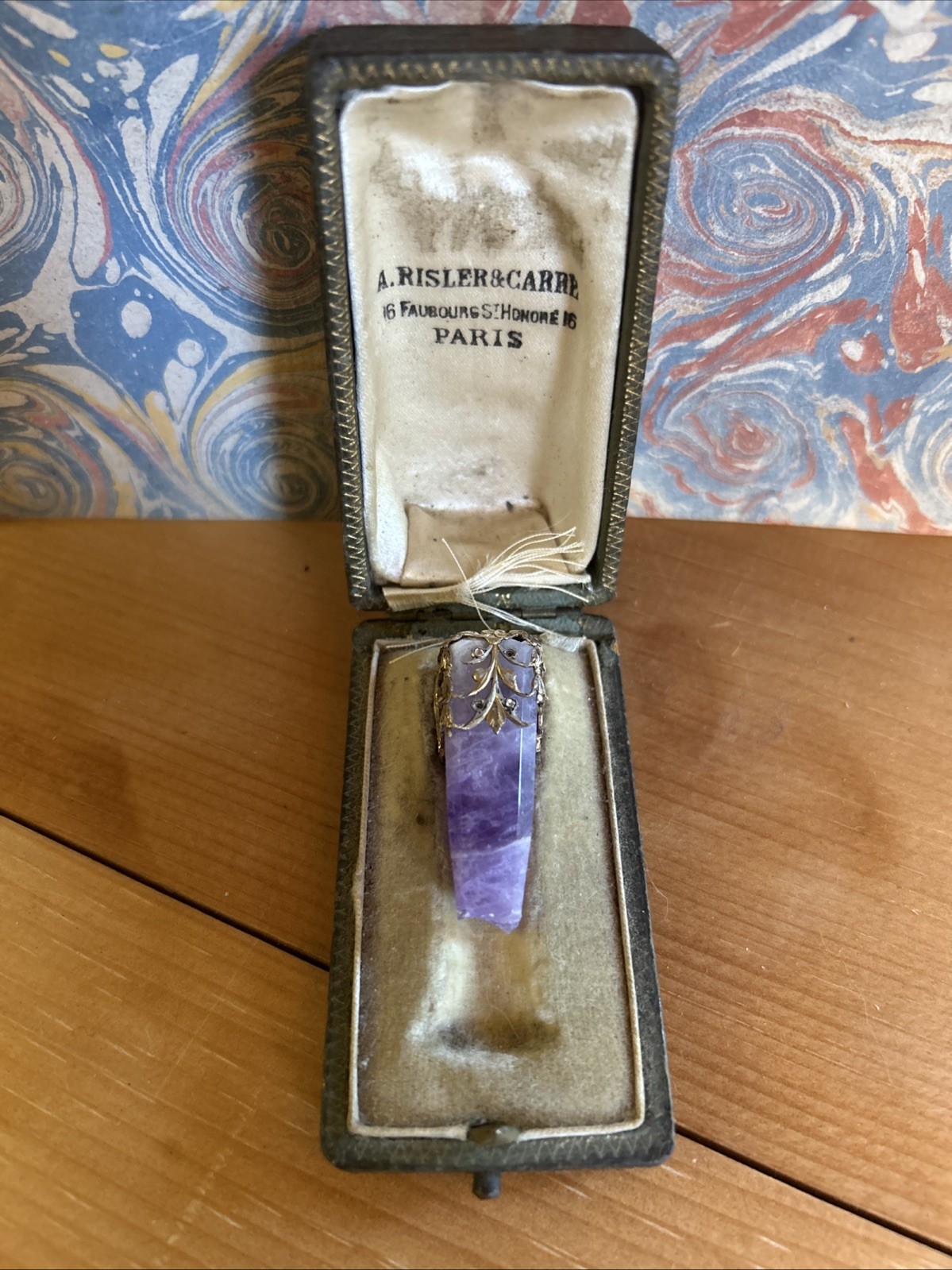 C1900 Antique French Risler Carre Vermeil Gold Diamond Pearl Wax Seal BROKEN