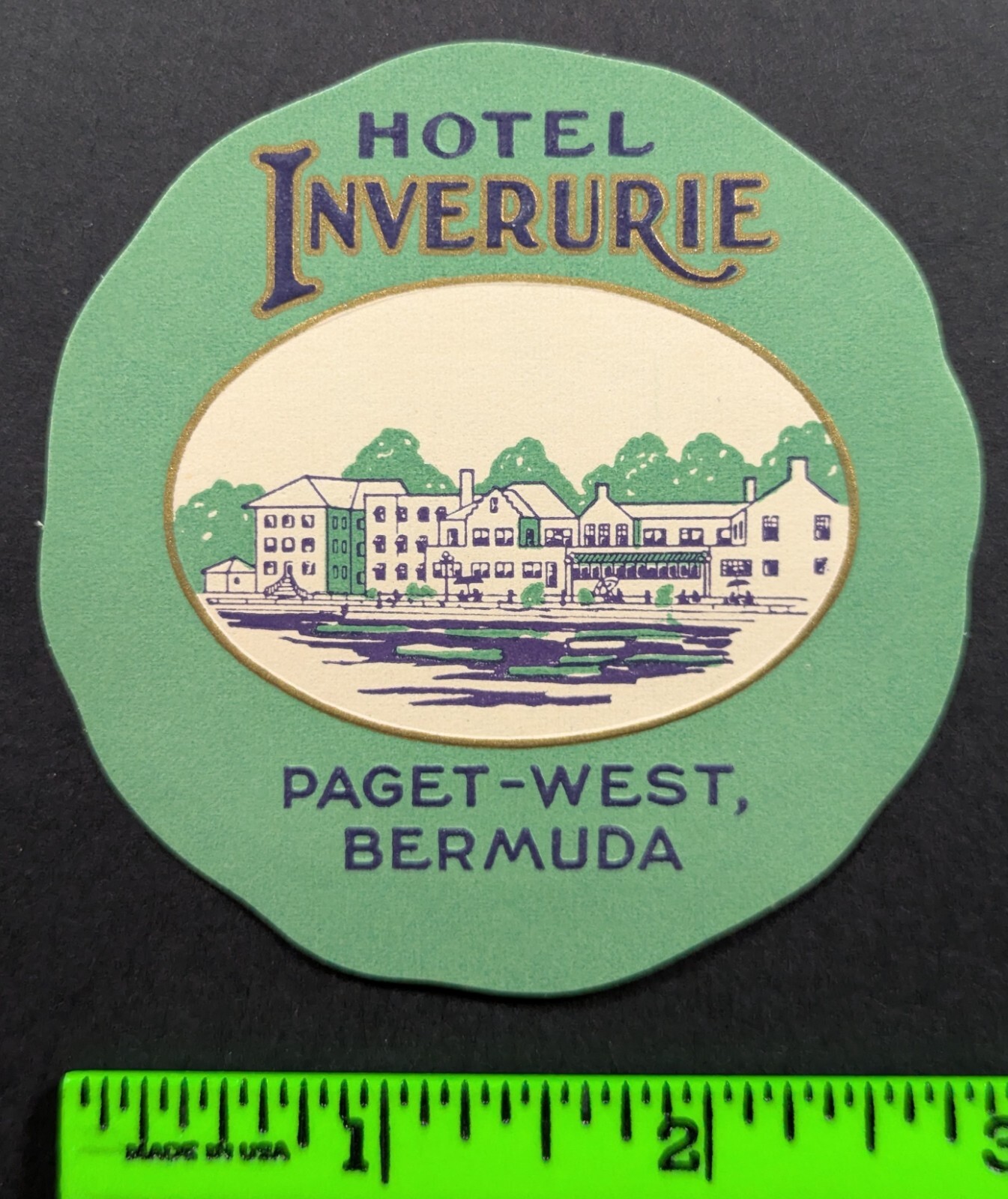 Vintage Hotel Inverurie Paget-West Bermuda Travel Label