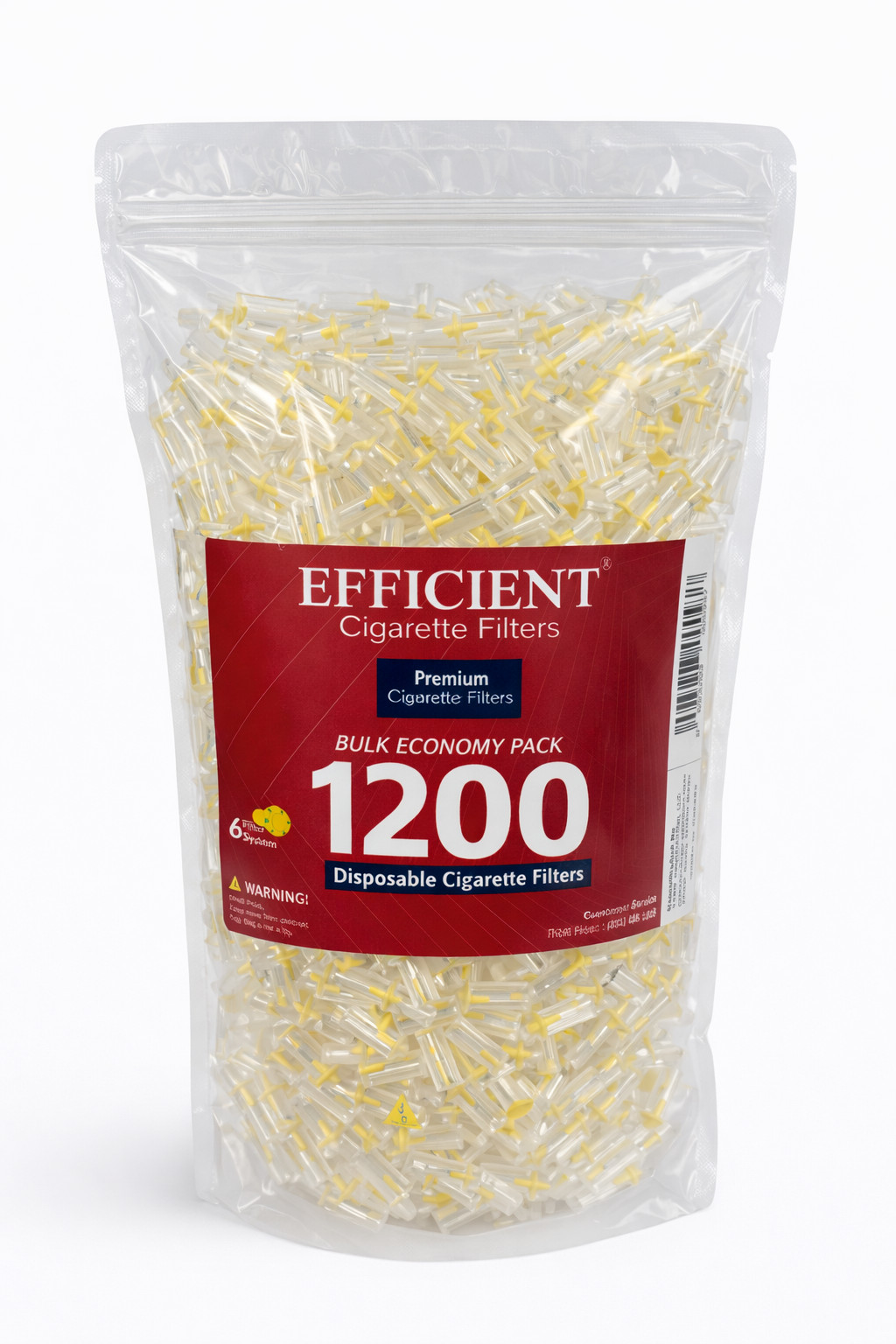 NEW EFFICIENT® Premium Cigarette Filters 6 holes Bulk Economy Pack 1200 filters