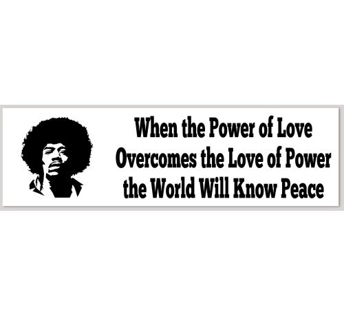 When The Power Of Love Know Peace Jimi Hendrix 2.5x8 Bumper Sticker