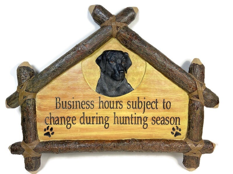 Cabelas Black Labrador Wall Hanging Sportsmans Business Sign Hunting Season