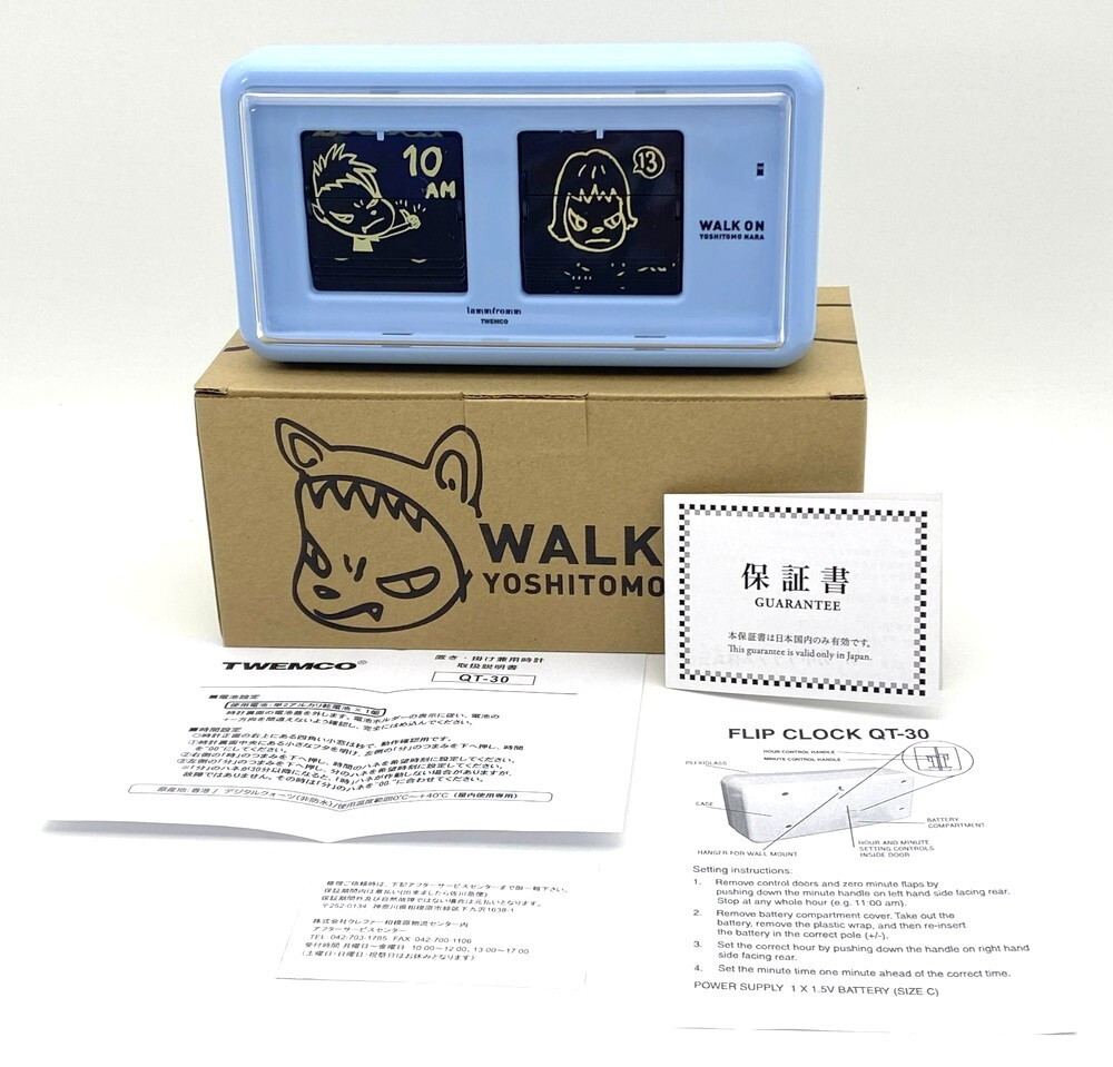 Yoshitomo Nara WALK ON Art Table Flip Clock TWEMCO Patapata Blue NEW