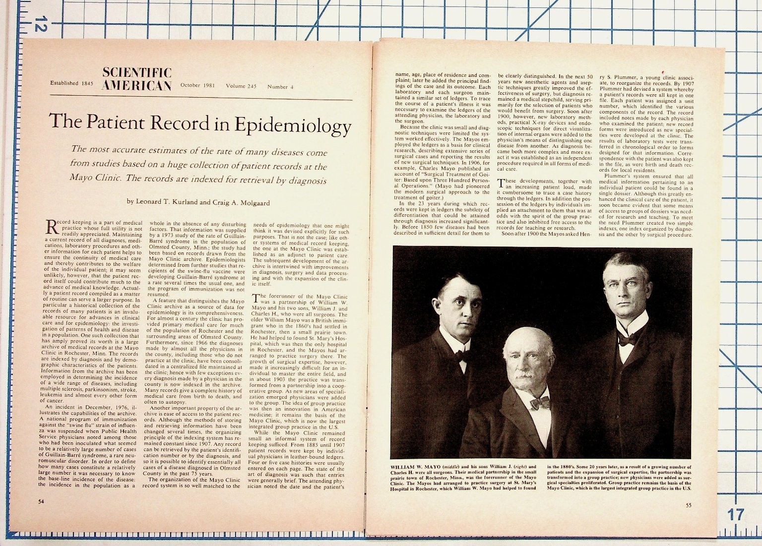1981 Scientific American Magazine Article Mayo Clinic Patient Records
