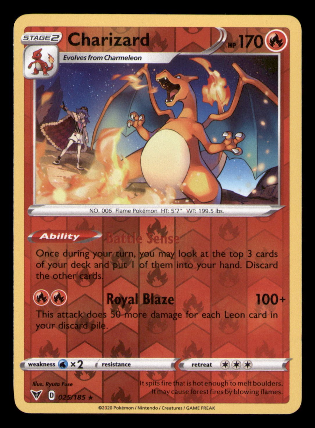 Charizard 025/185 Rare Reverse Holo Vivid Voltage Pokemon TCG NM