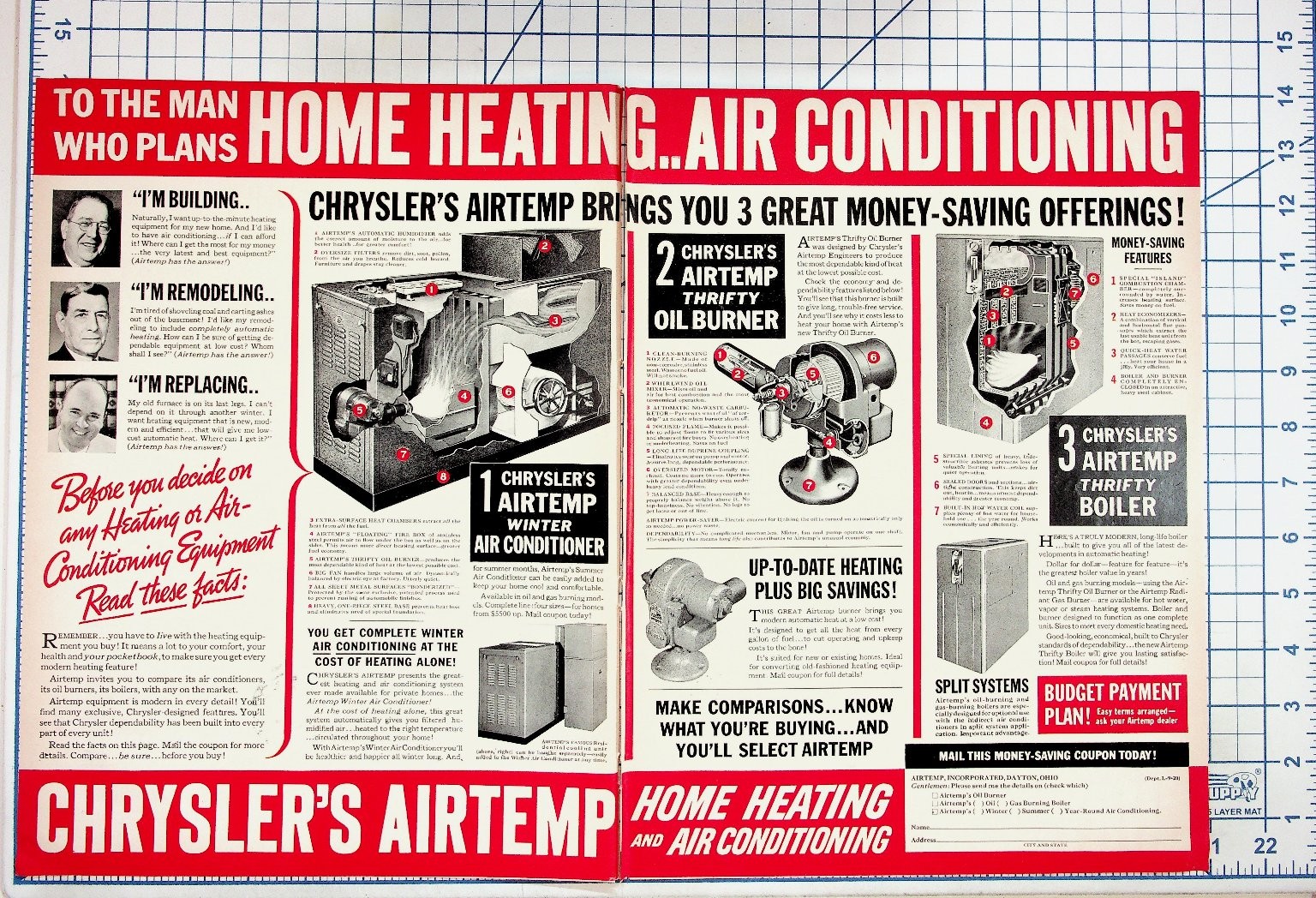 Vintage 1950s Chrysler Airtemp Home Heating Air Conditioning Magazine Ad Dayton