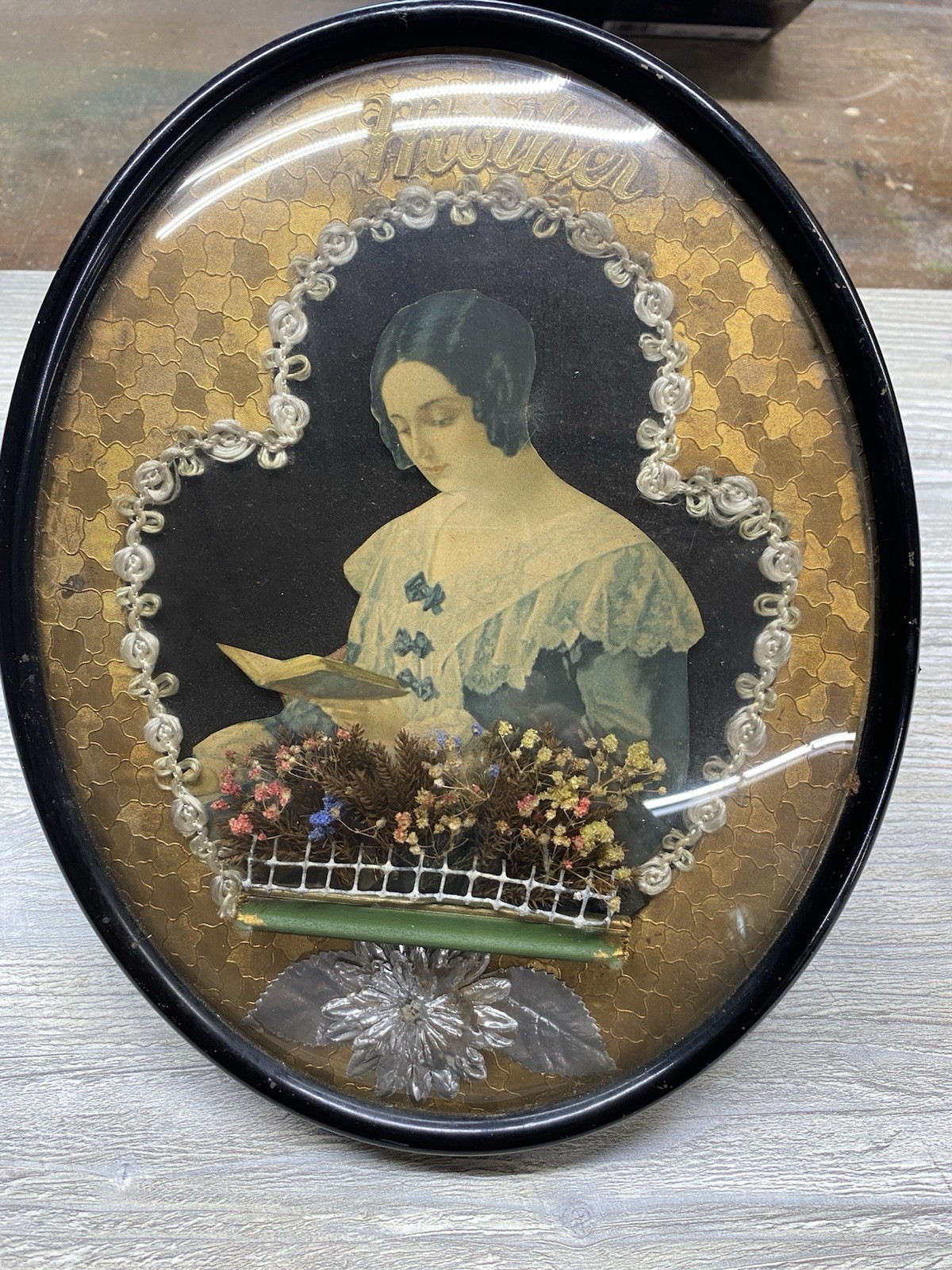 Vintage 3-D Oval Mother Picture Framed