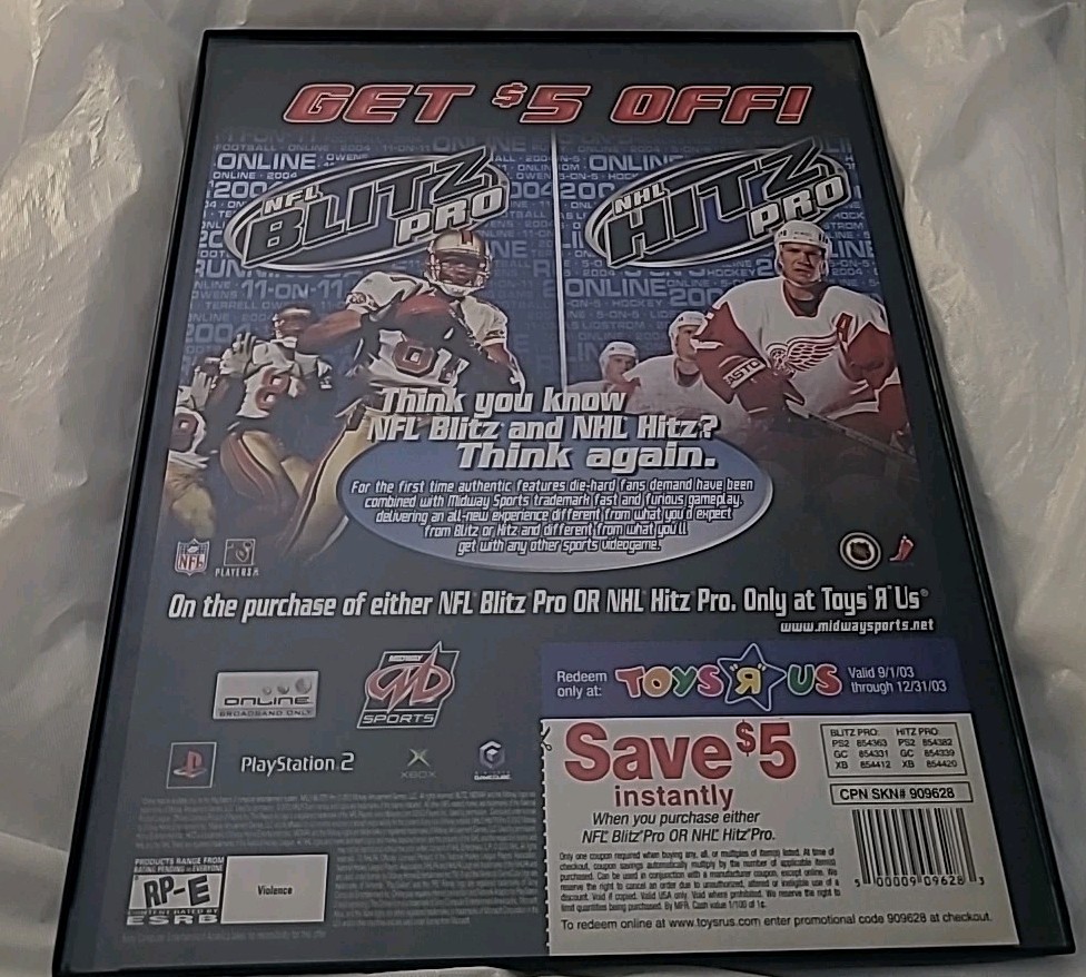 NFL Blitz Pro NHL Hitz Pro Video Game Print Ad 2005 Framed 8.5X11 Promo 