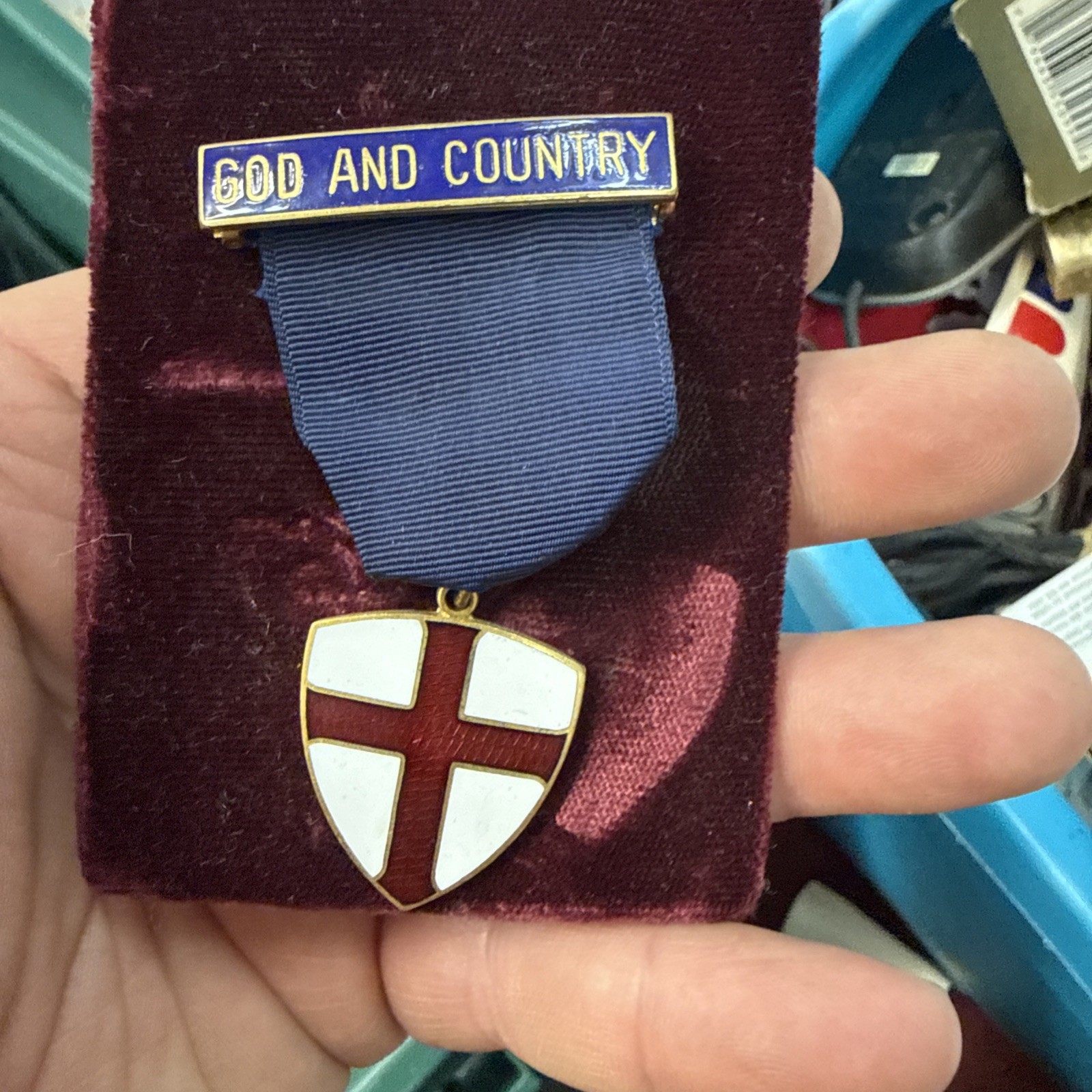 Vintage GOD & COUNTRY Award MEDAL Protestant Christian