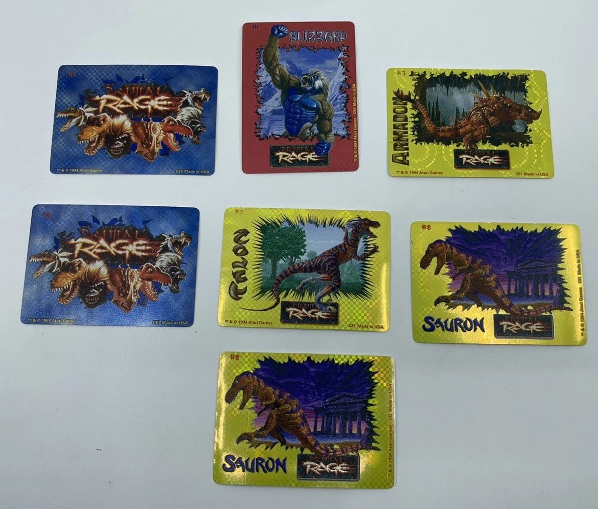 Vintage Atari Primal Rage Prism Sticker Lot Video Game 1994 Konica Sauron 🔥 🦖 