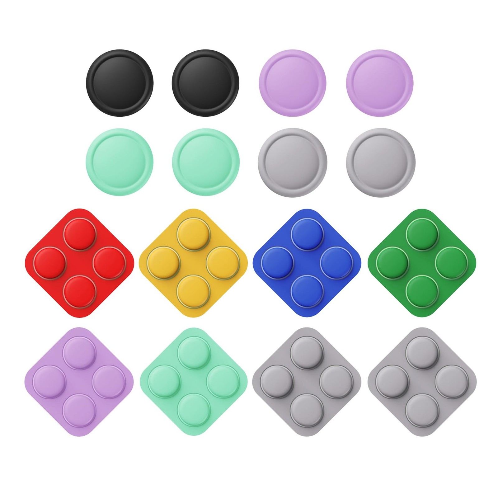 PlayVital Button Caps + Thumb Grip Set for Nintendo Switch 2, 8 Silicone Colo...
