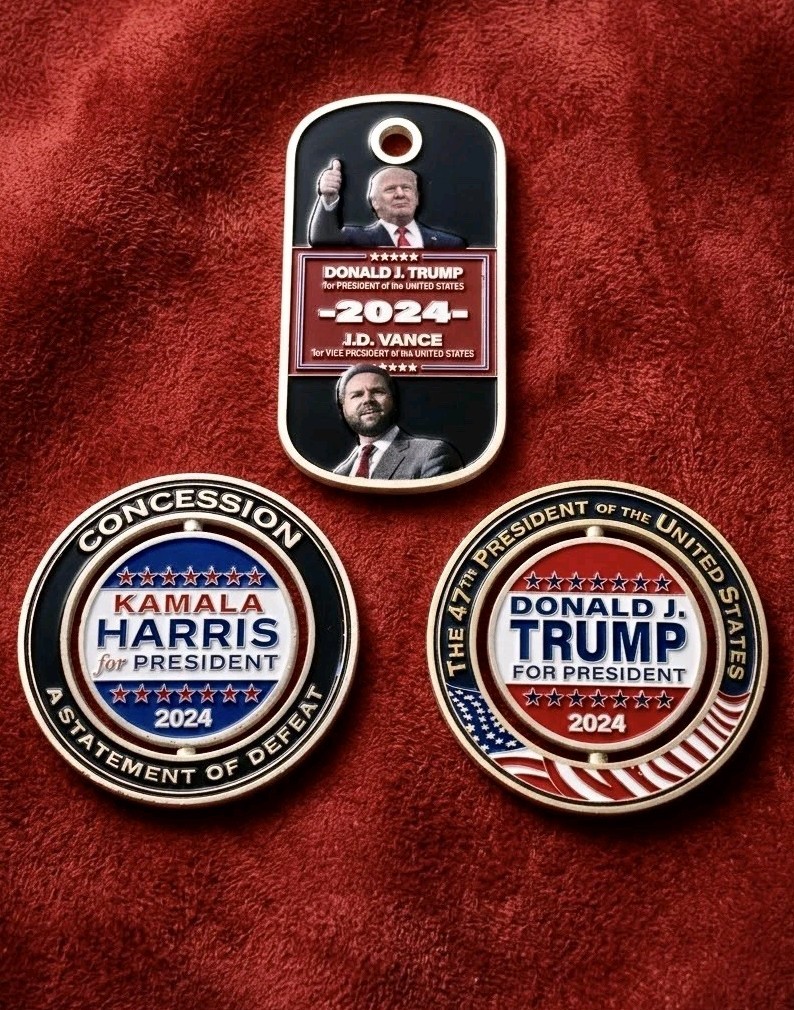 Rare Authentic President Donald Trump & JD Vance 2024 Campaign Challenge Coins