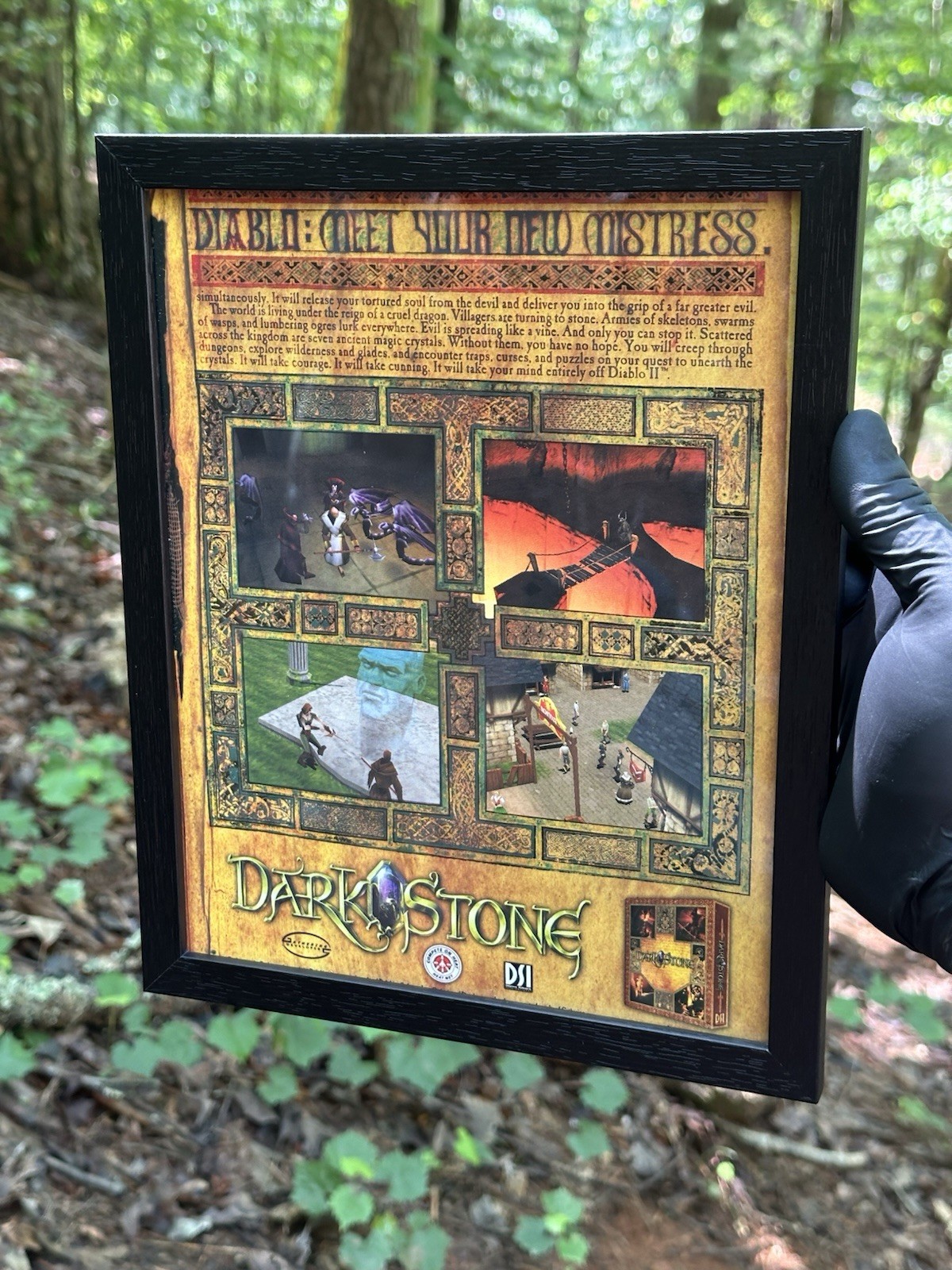 Darkstone PlayStation PS1 PC Vintage Framed Retro Video Game Ad Art 11x9 Diablo