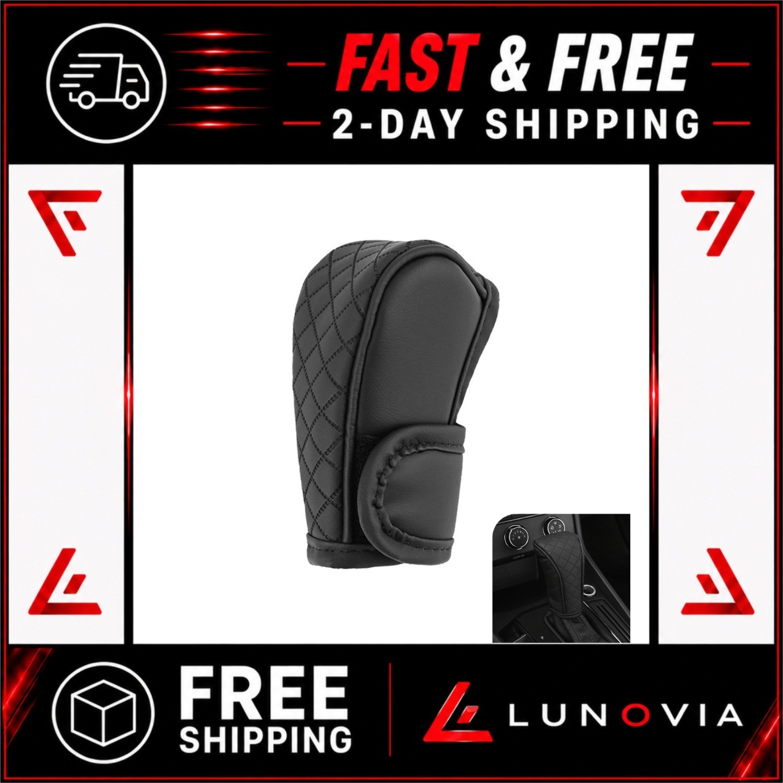 Zikefest Leather Gear Shift Knob Cover Universal Car Shifter Protector Black