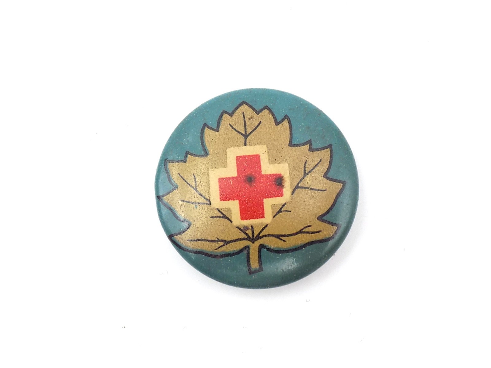 Original WWI-Era CRC Canadian Red Cross Supporters Celluloid Badge