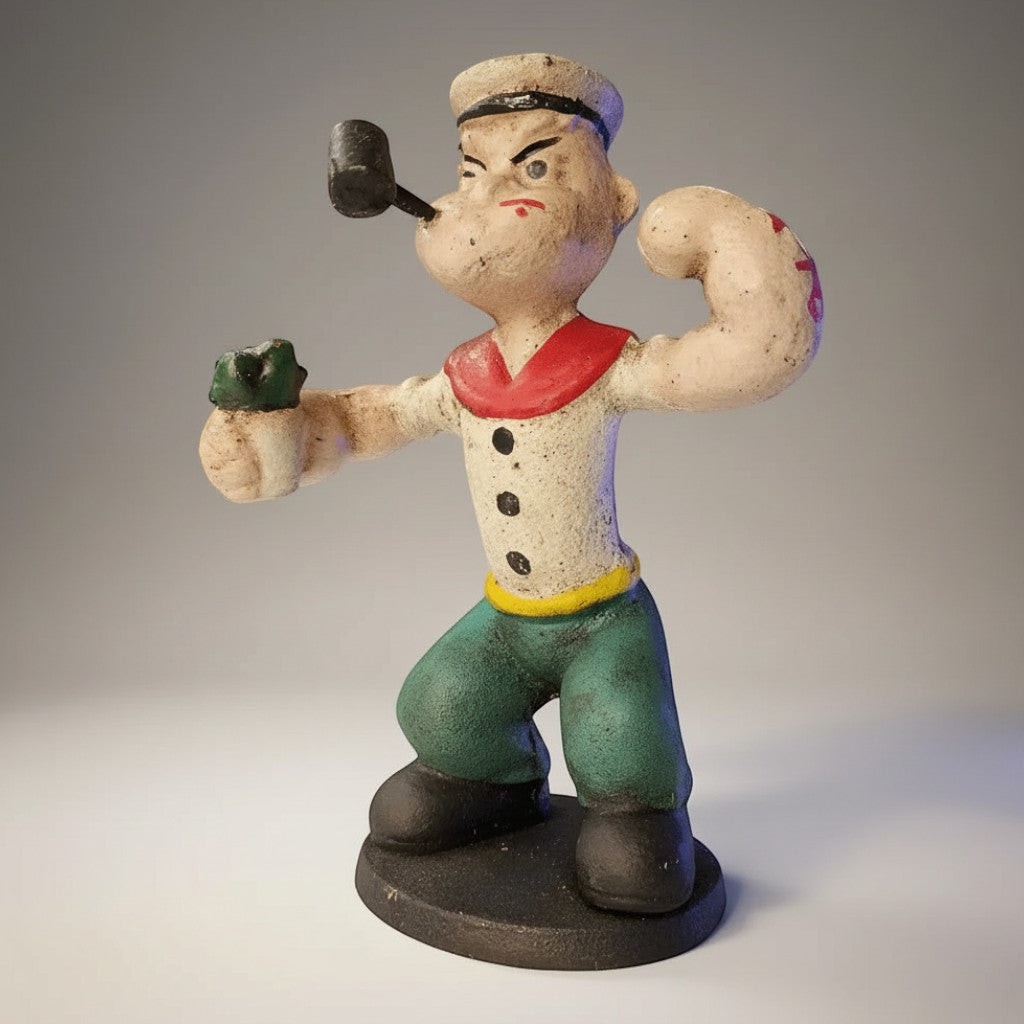 Popeye the Sailor Man with Pipe & Spinach Cast Iron Figurine