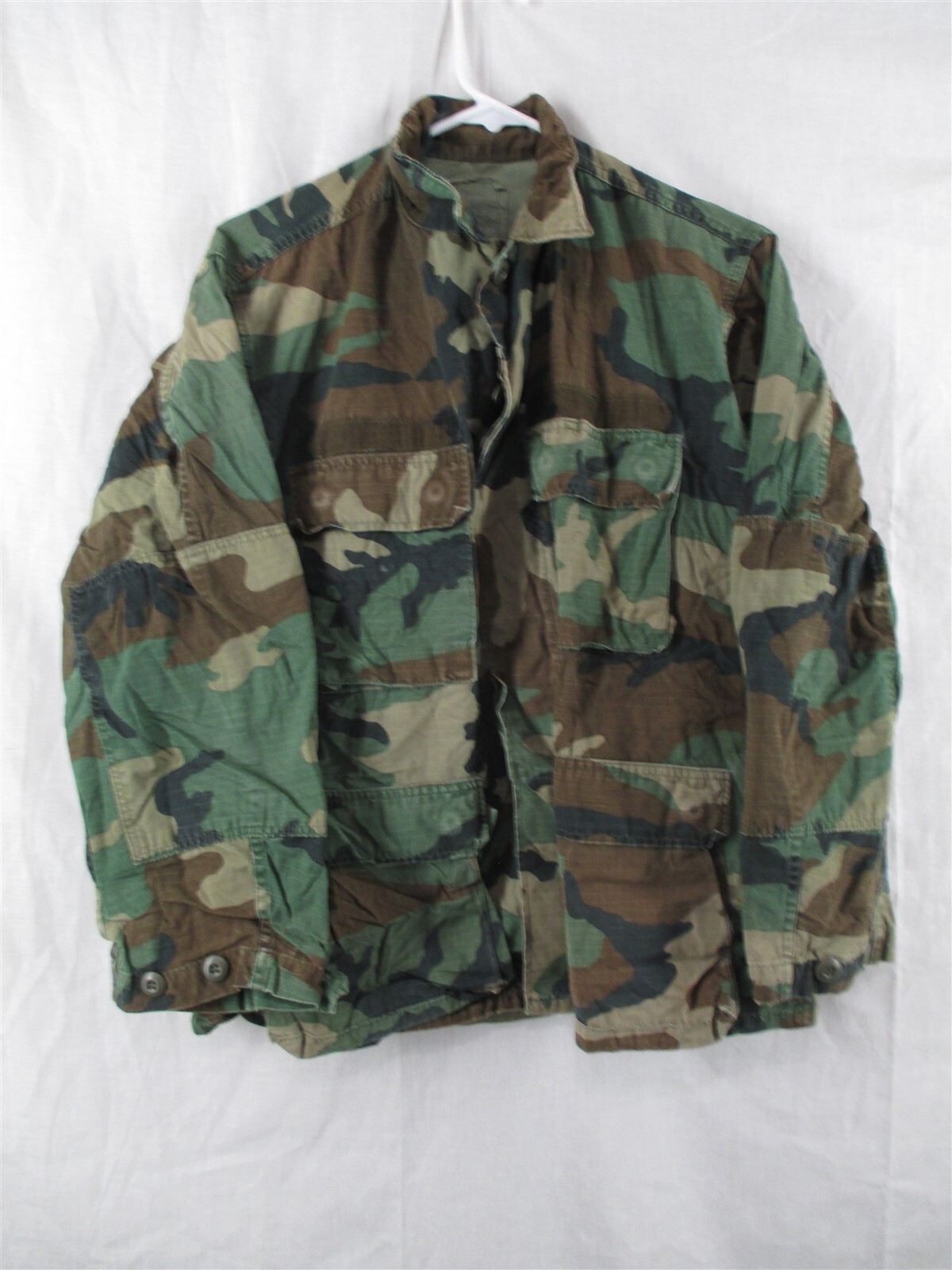 100% Cotton BDU Shirt/Coat Small Short Hot Weather Ripstop Woodland Camo Army