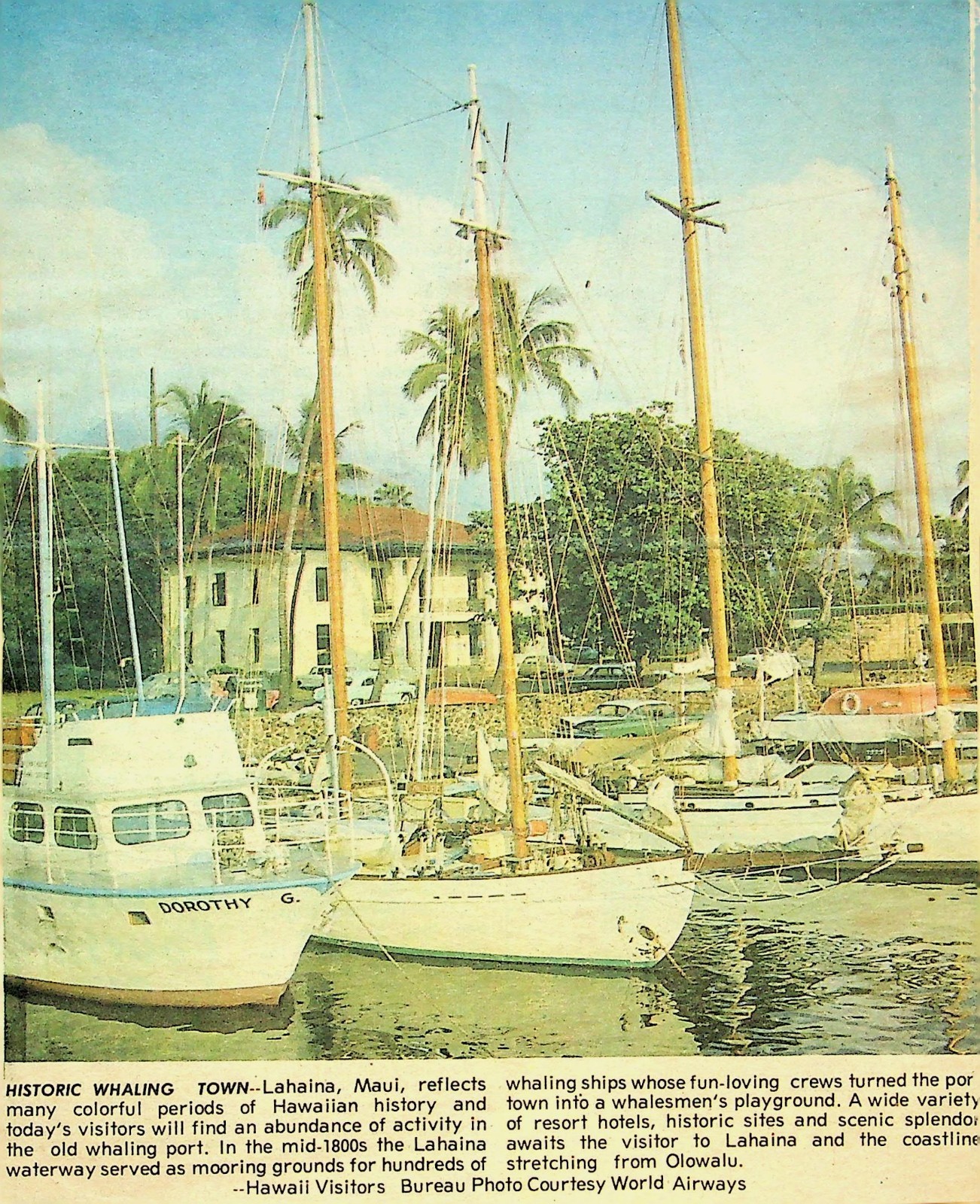 Lahaina Maui Hawaii Old Courthouse Harbor Yacht Club Before Fire Disaster 7x8.5