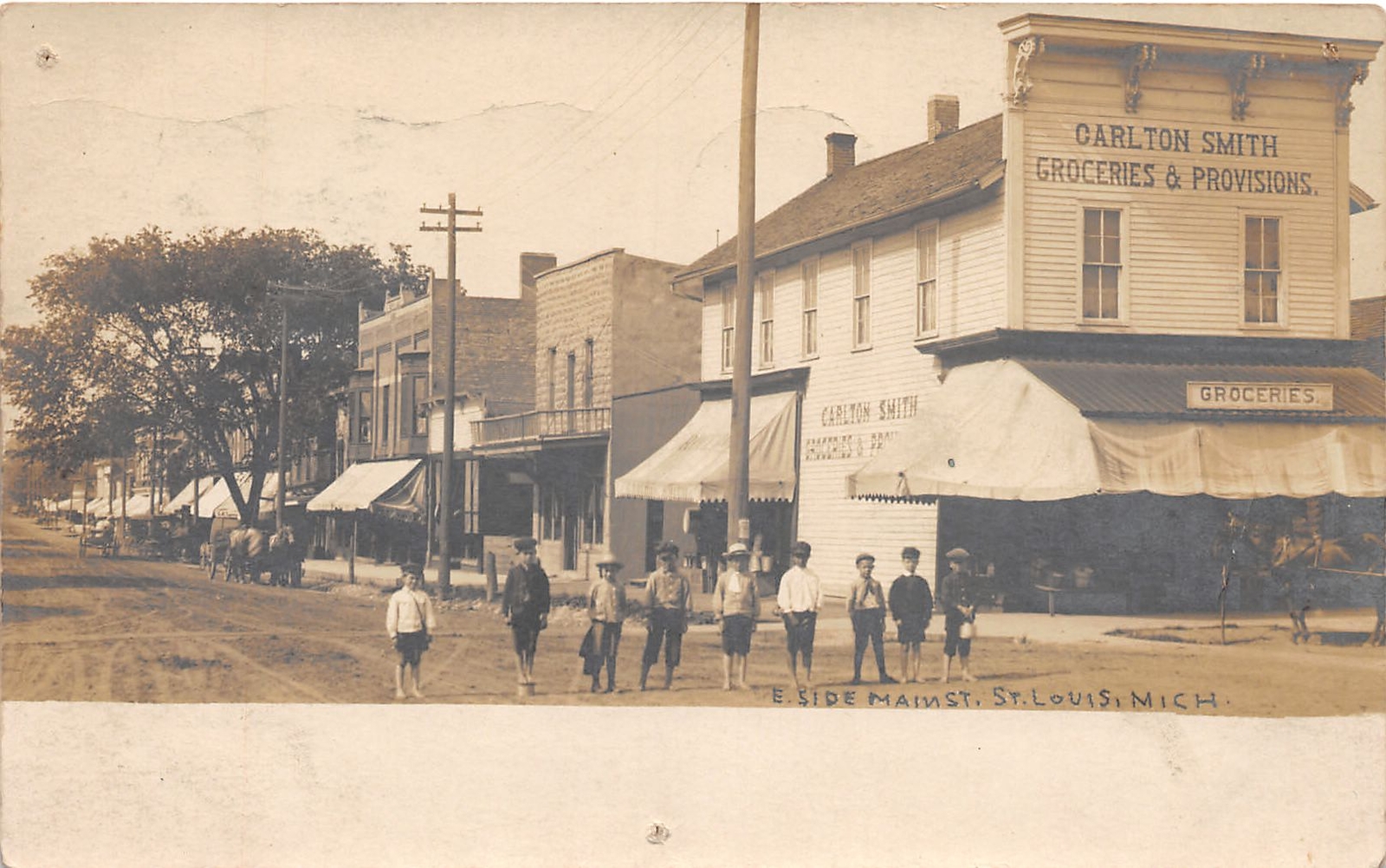 J60/ St Louis Michigan RPPC Postcard c1910 Carlton Smith Grocery Store 224