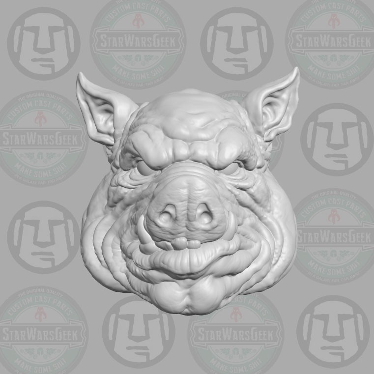 Mudrick Pig Head v2 custom for 1:6 1:10 1:12 1:18 fantasy action figures