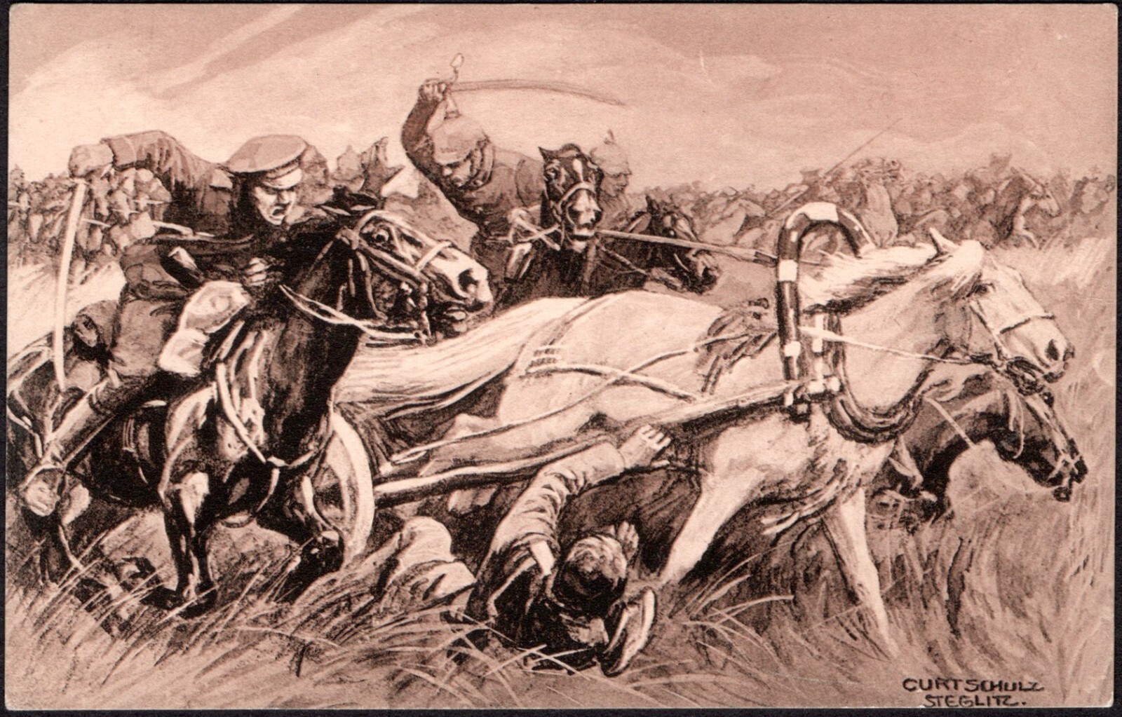 Postcard WWI - Pursuit of those defeated near Tannenberg Russian army -#N20