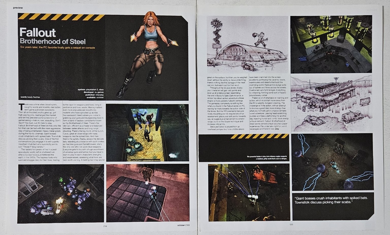 Fallout Brotherhood of Steel Preview Magazine Page Print 2003 PS2 Xbox