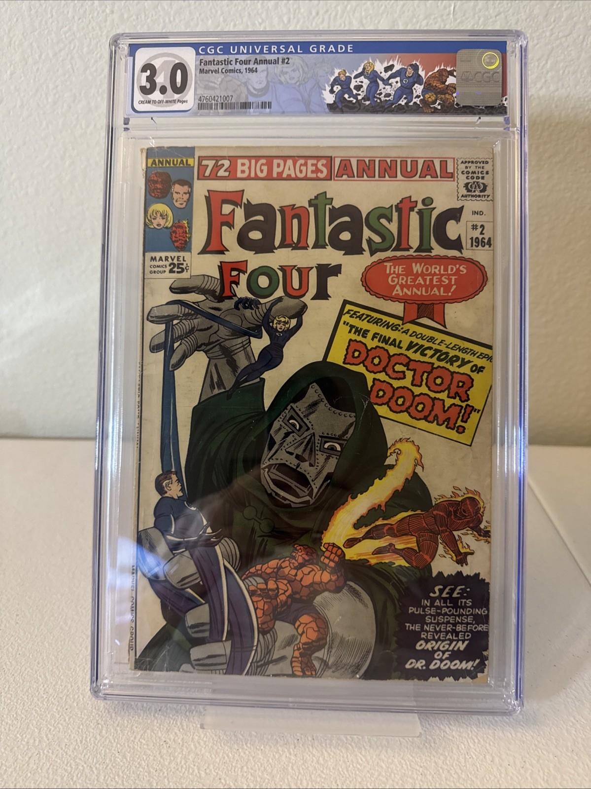 FANTASTIC FOUR ANNUAL #2 - ORIGIN OF DOCTOR DOOM, CUSTOM LABEL - CGC 3.0