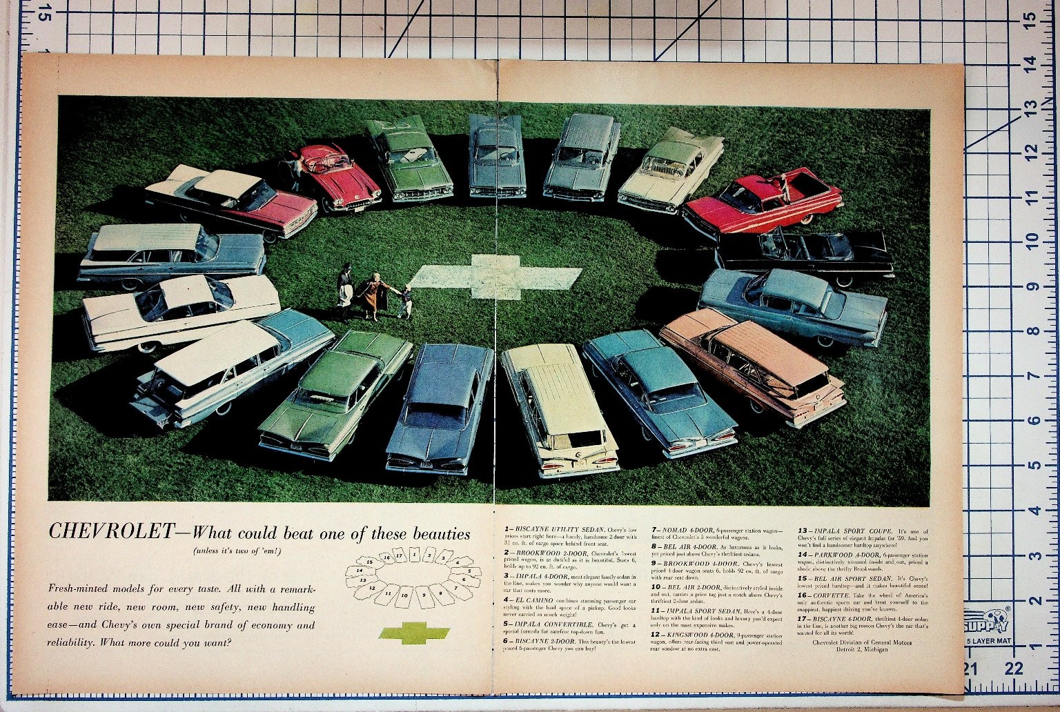 1959 Chevrolet Cars Original Print Ad El Camino Impala Corvette