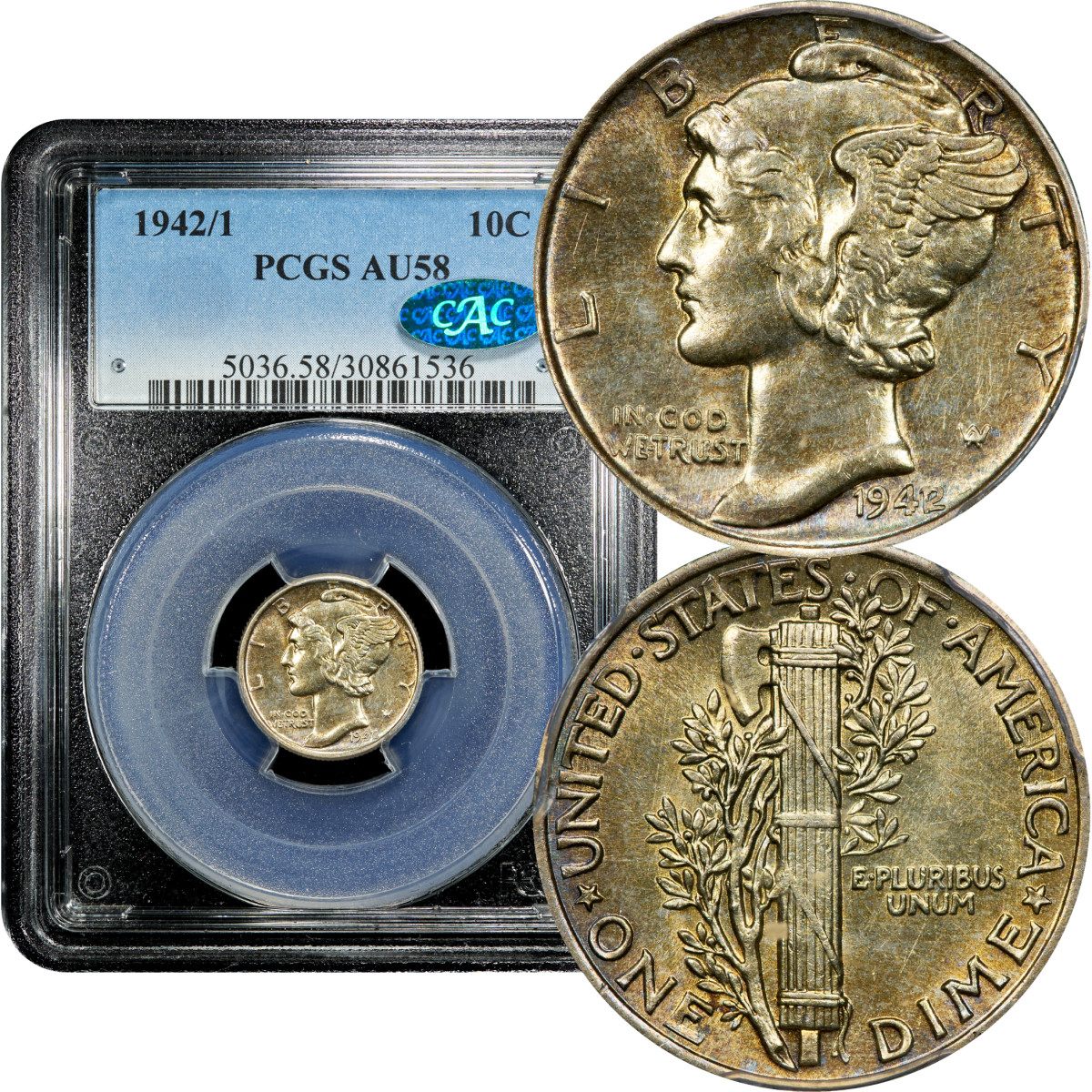 1942/1 Mercury Dime *Major Key Date, Mint Error* RARE This Nice, Choice AU+