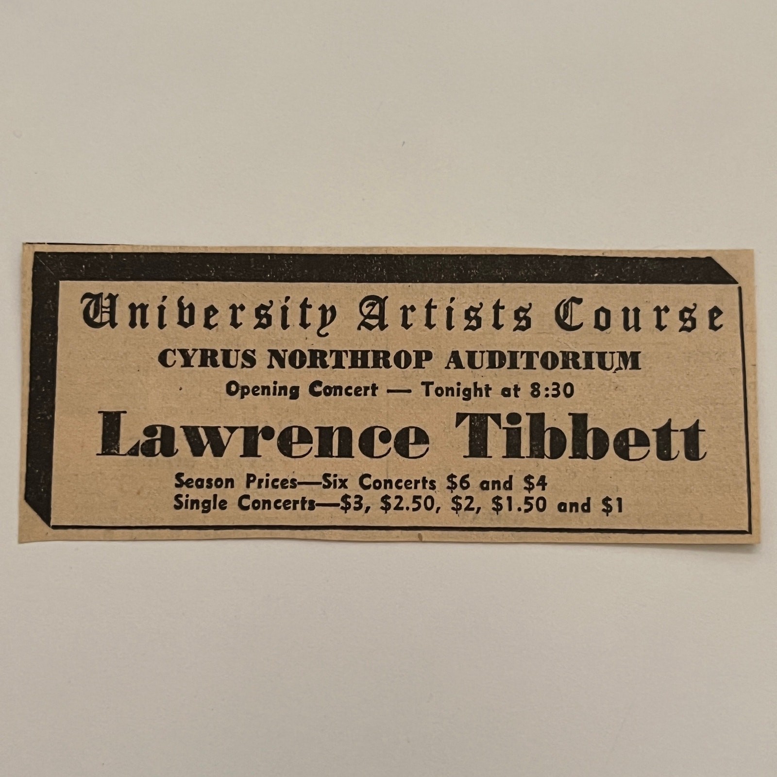 Cyrus Northrop Auditorium Lawrence Tibbett 1935 Minneapolis Theatre Ad SAG7-M12
