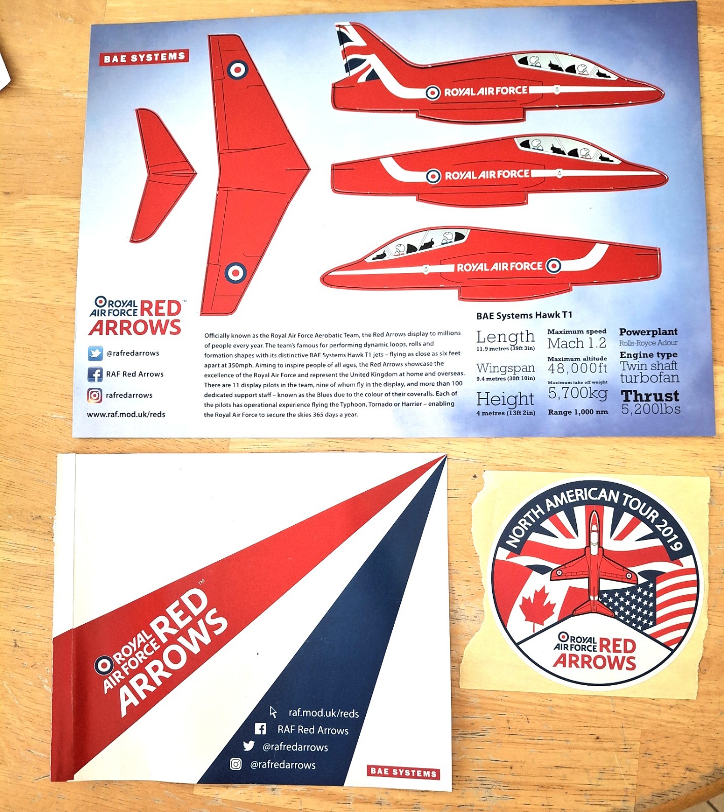 Royal Air Force RAF RED ARROWS Aerobatic Team Airplane Brochure Sticker Pennant