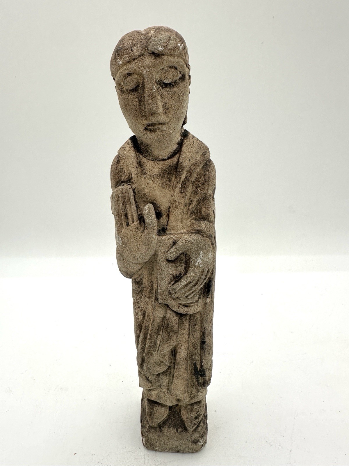 Antique Romanesque Medieval Stone Carved Religious Figure