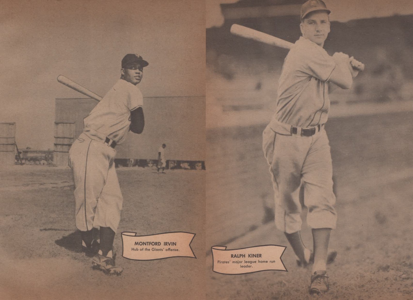 1951 Monte Irvin Giants Ralph Kiner Pittsburgh Pirates Baseball Photo Page 5x7