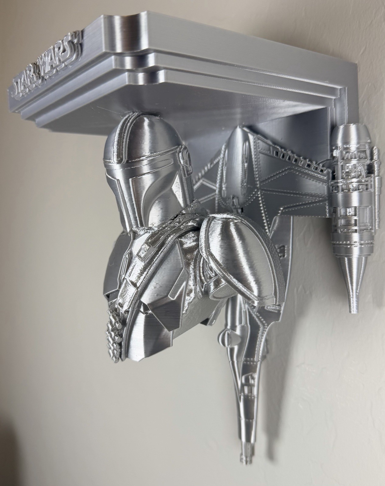 Star Wars Mandalorian N1 Starfighter Like 5x5 Top Floating Wall Shelf