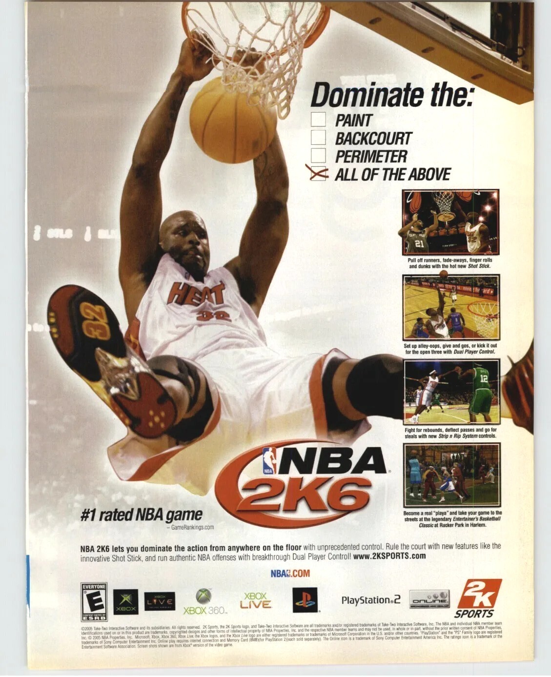NBA 2K6 PS2 Xbox 360 2005 Print Ad/Poster Shaquille O'Neal Miami Heat Photo 