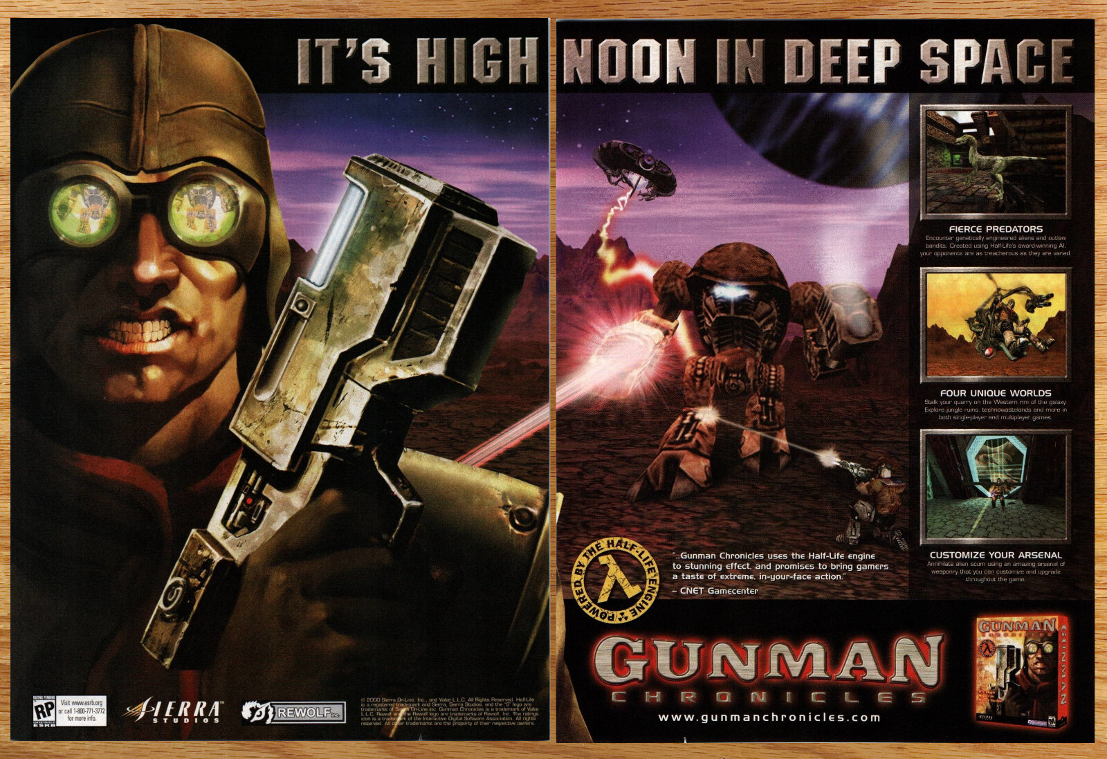 Gunman Chronicles Sierra Space- 2 Page Video Game Print Ad Poster Promo Art 2001