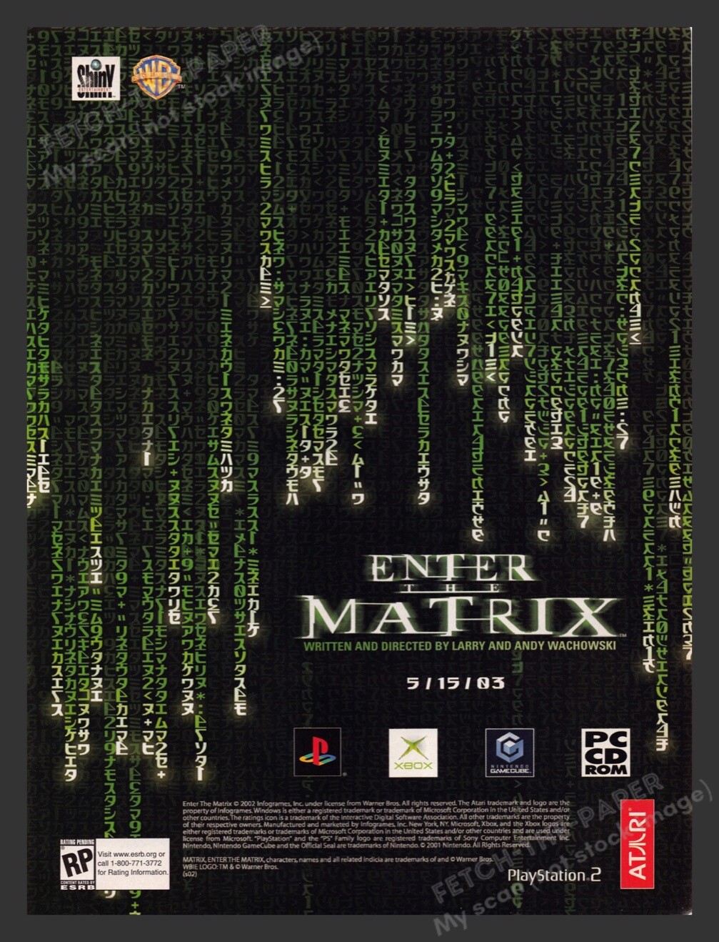2003 Enter the Matrix Video Game Print Advertisement