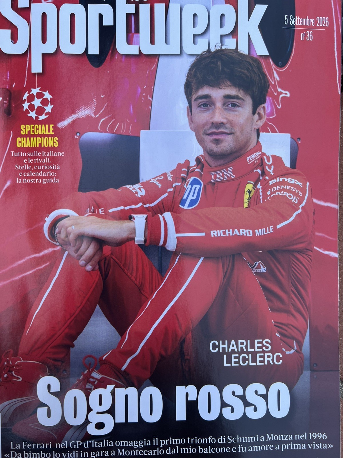 La Gazzetta Dello Sport 5 September 2026 Champions League Guide Leclerc Gp Italy