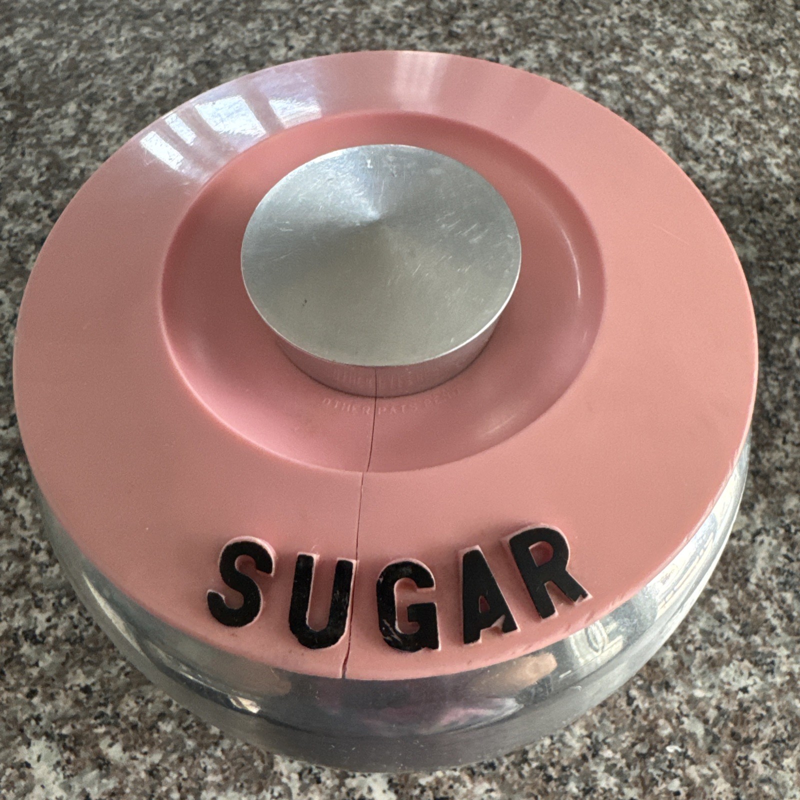 Vintage Kromex Pink Spun Aluminum sugar canister