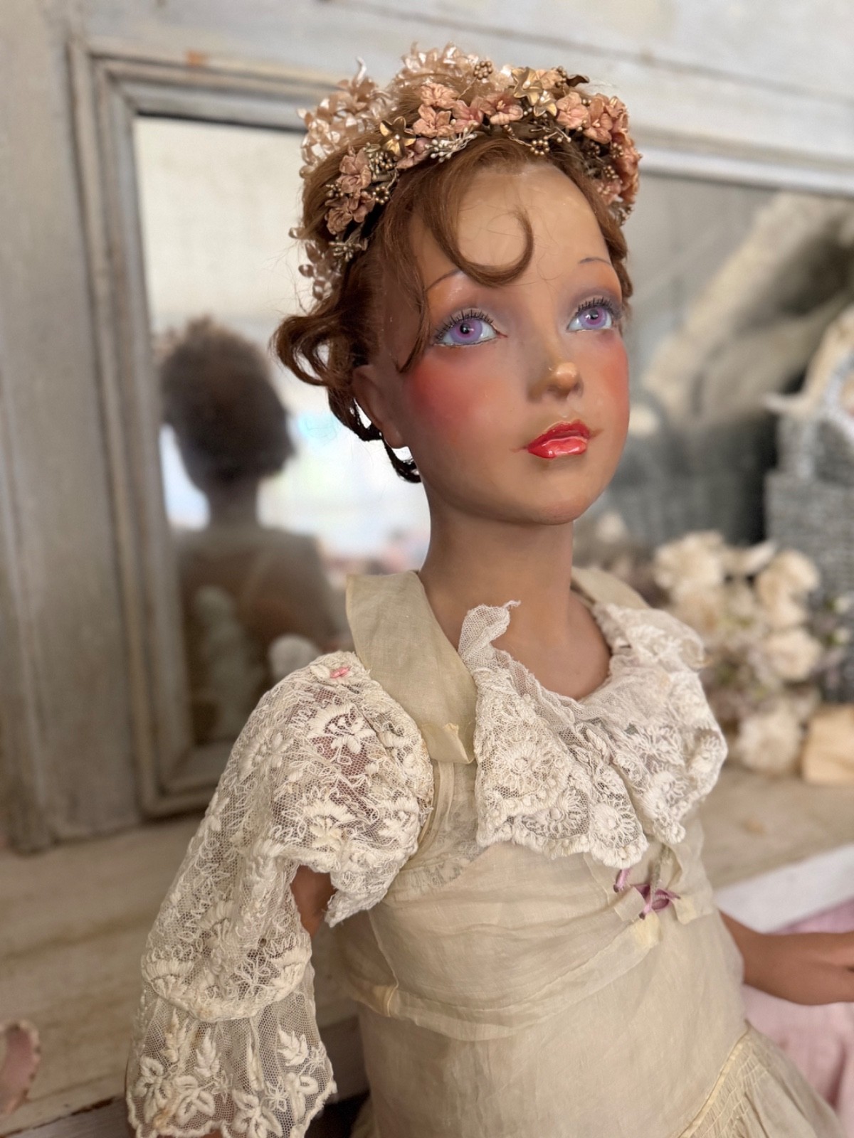 RARE Antique PIERRE IMANS Lavender Eye Full Body Mannequin