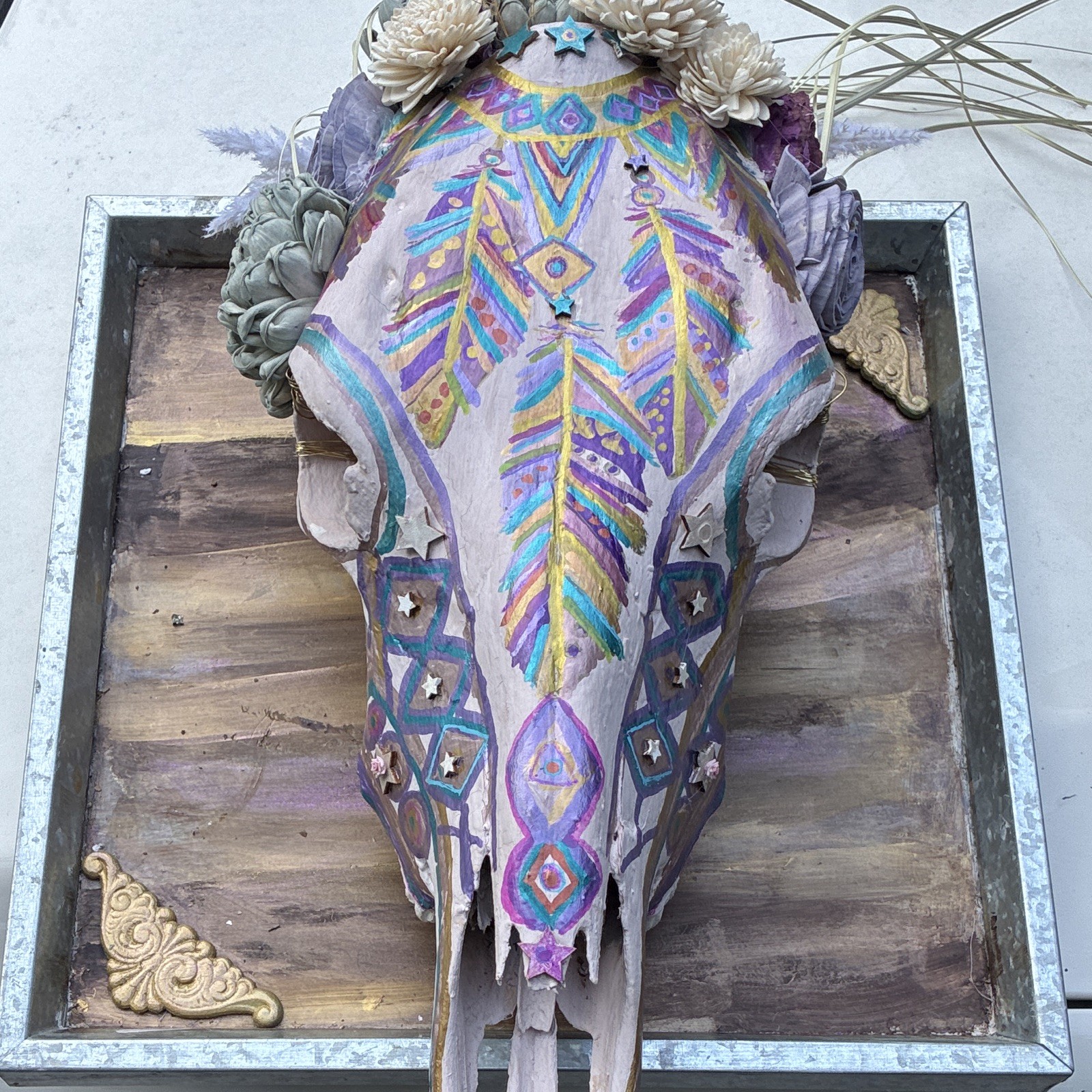 Authentic Hand Painted Cow Skull