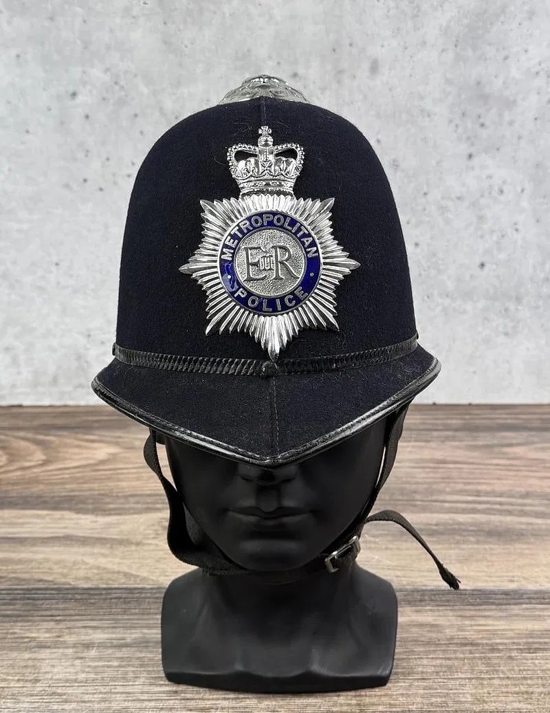 British Bobby Custodian Helmet Hat Black Size 58 7 1/4