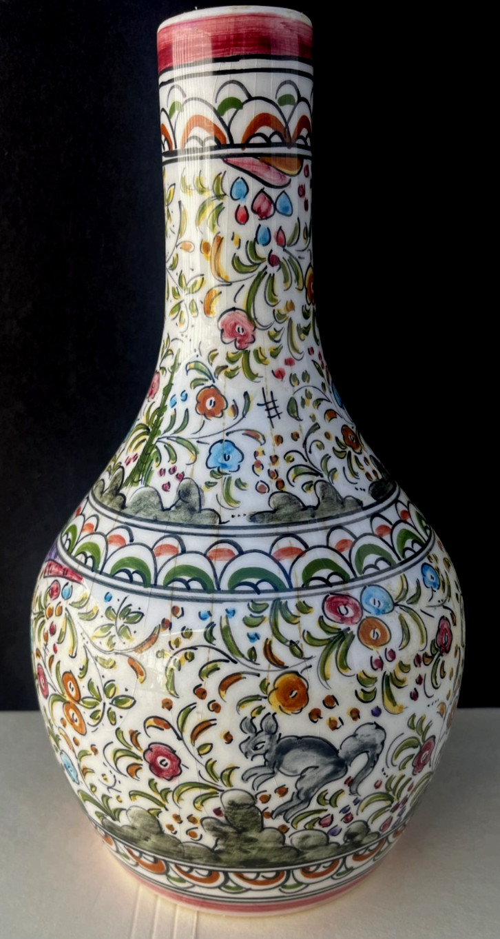Vintage Ceramicas de Coimbra Hand-Painted Ceramic Vase - SEC. XVII Reproduction