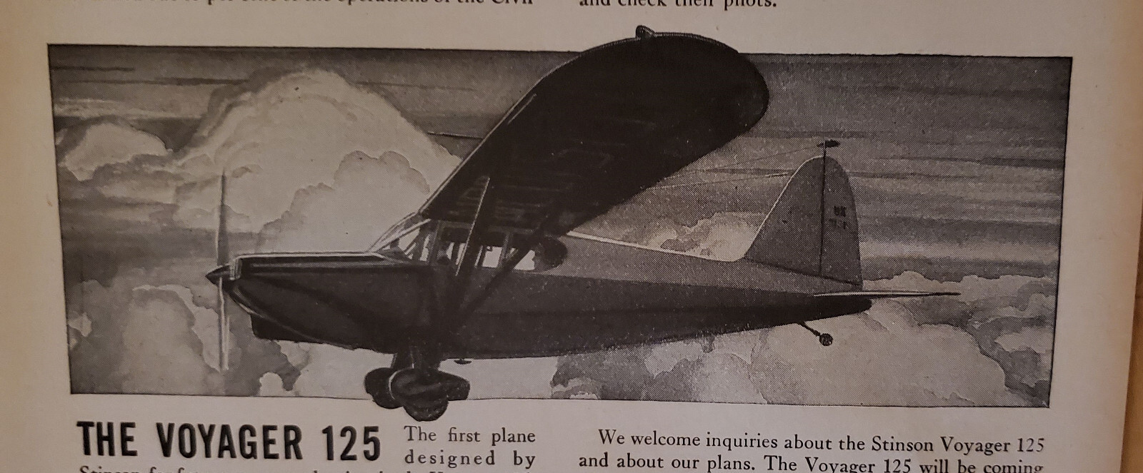 1945 STINSON VOYAGER 125 Advertisement 1B25-1