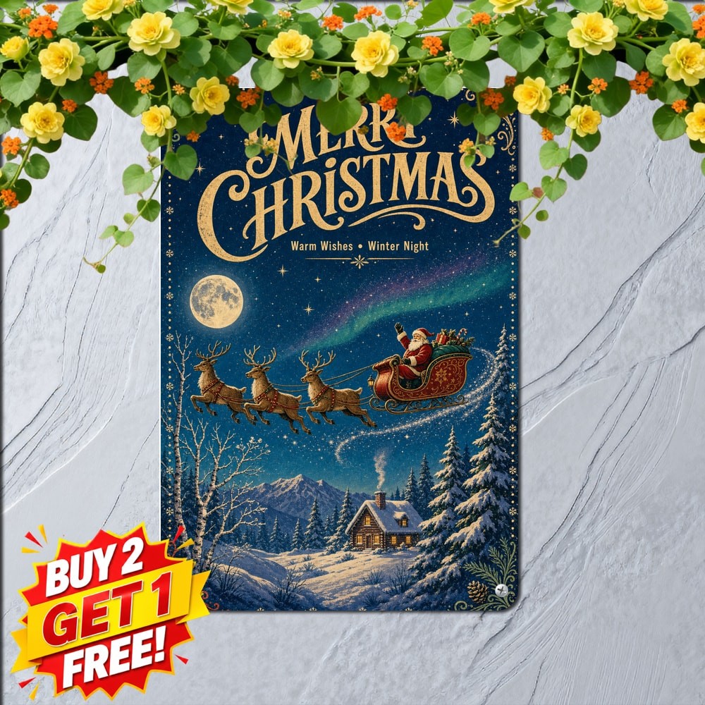 Vintage Retro Christmas Holiday Winter Season Art Sign Metal Tin Sign