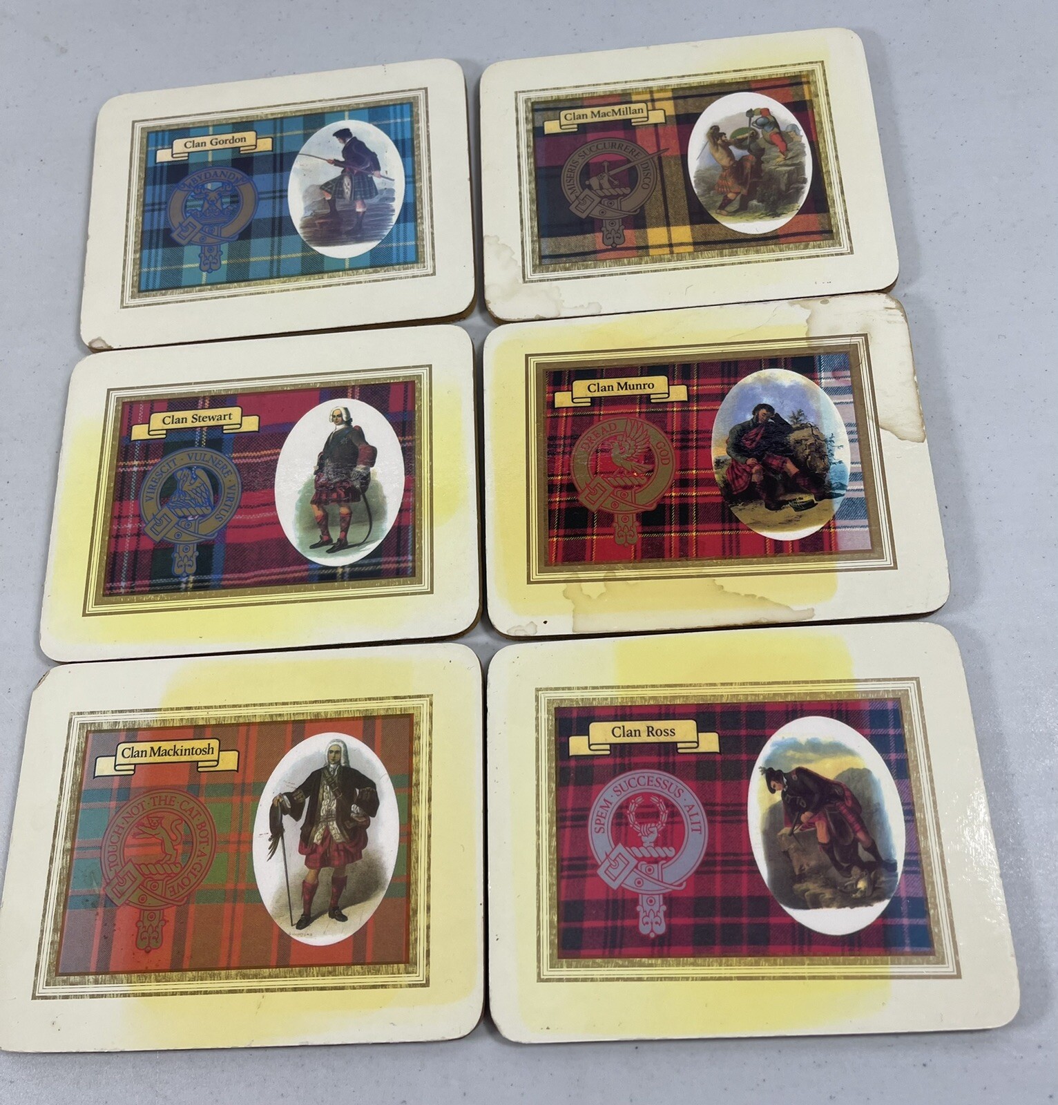 Vintage Clan Scottish Set of 6 Cork Coasters Manor Craft England